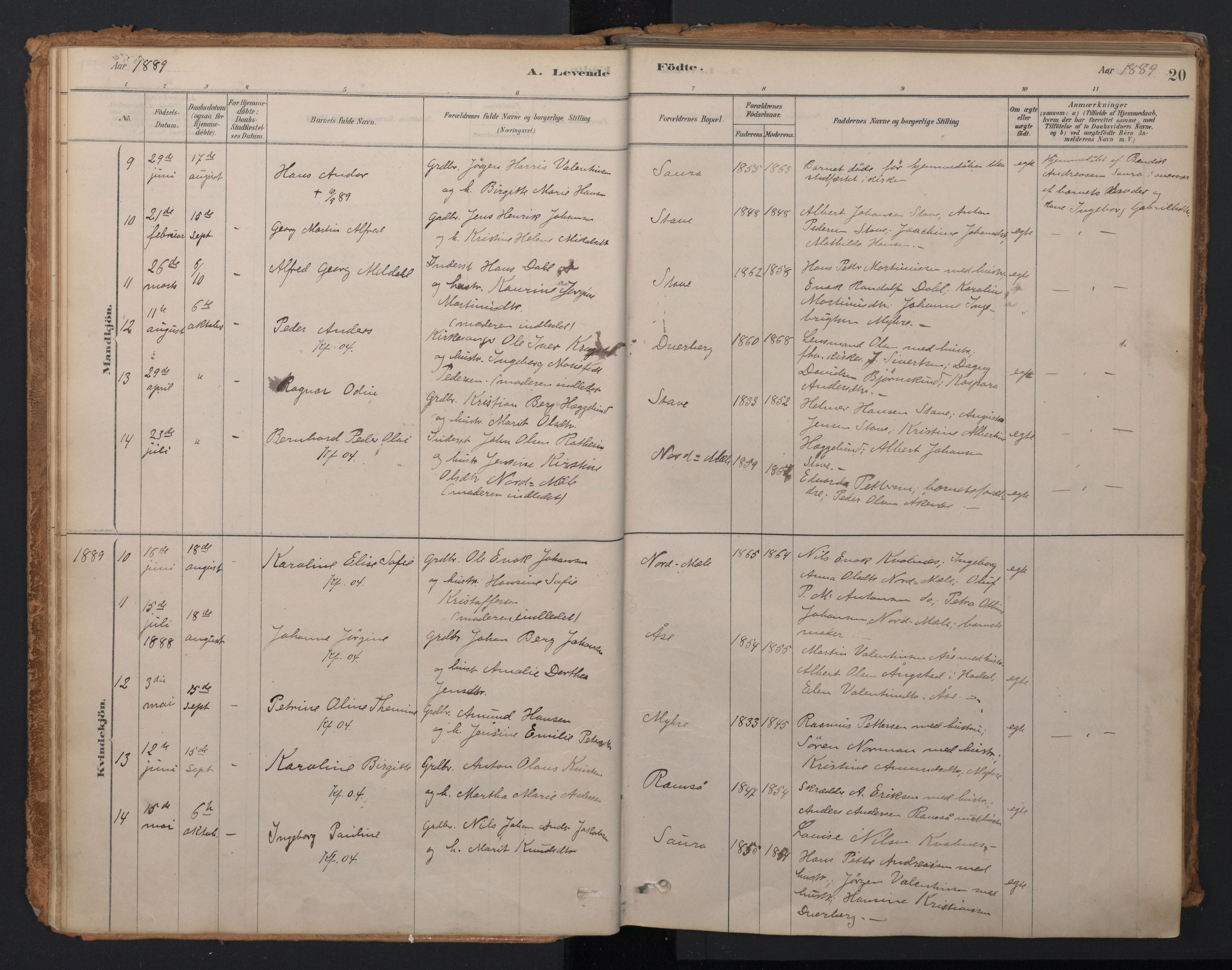 Ministerialprotokoller, klokkerbøker og fødselsregistre - Nordland, AV/SAT-A-1459/897/L1399: Parish register (official) no. 897A06, 1881-1896, p. 20