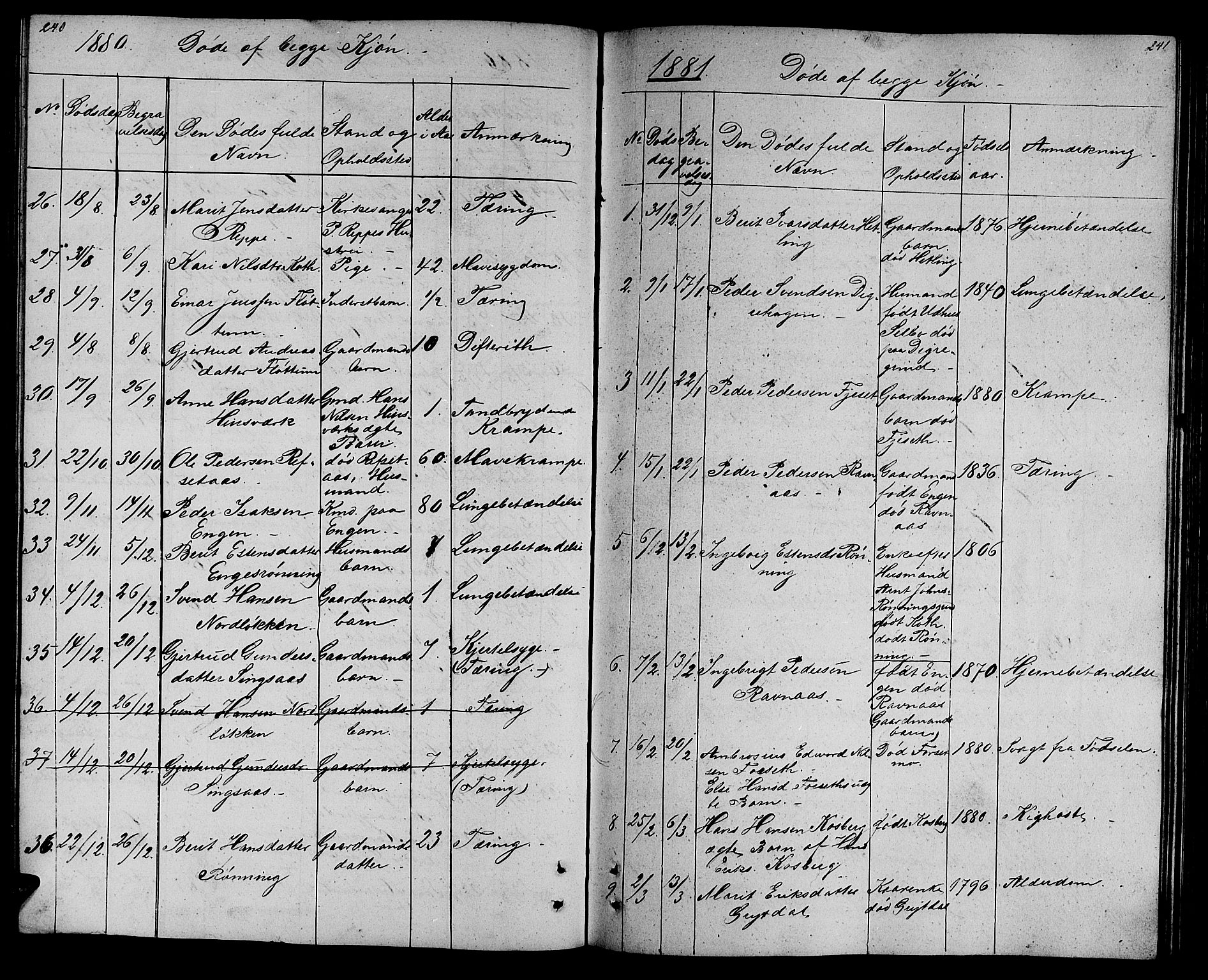 Ministerialprotokoller, klokkerbøker og fødselsregistre - Sør-Trøndelag, SAT/A-1456/688/L1027: Parish register (copy) no. 688C02, 1861-1889, p. 240-241