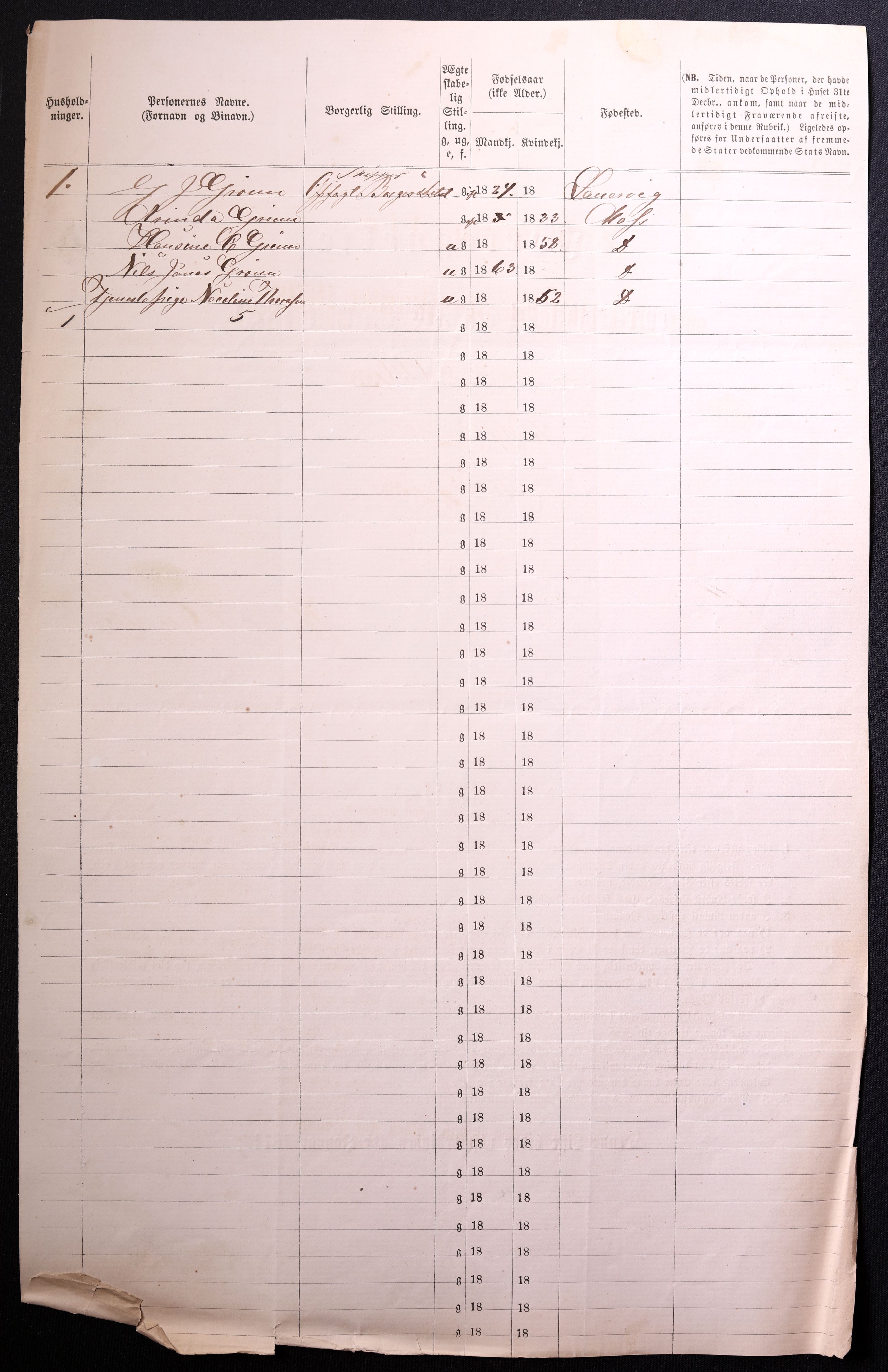 RA, 1870 census for 0104 Moss, 1870, p. 190