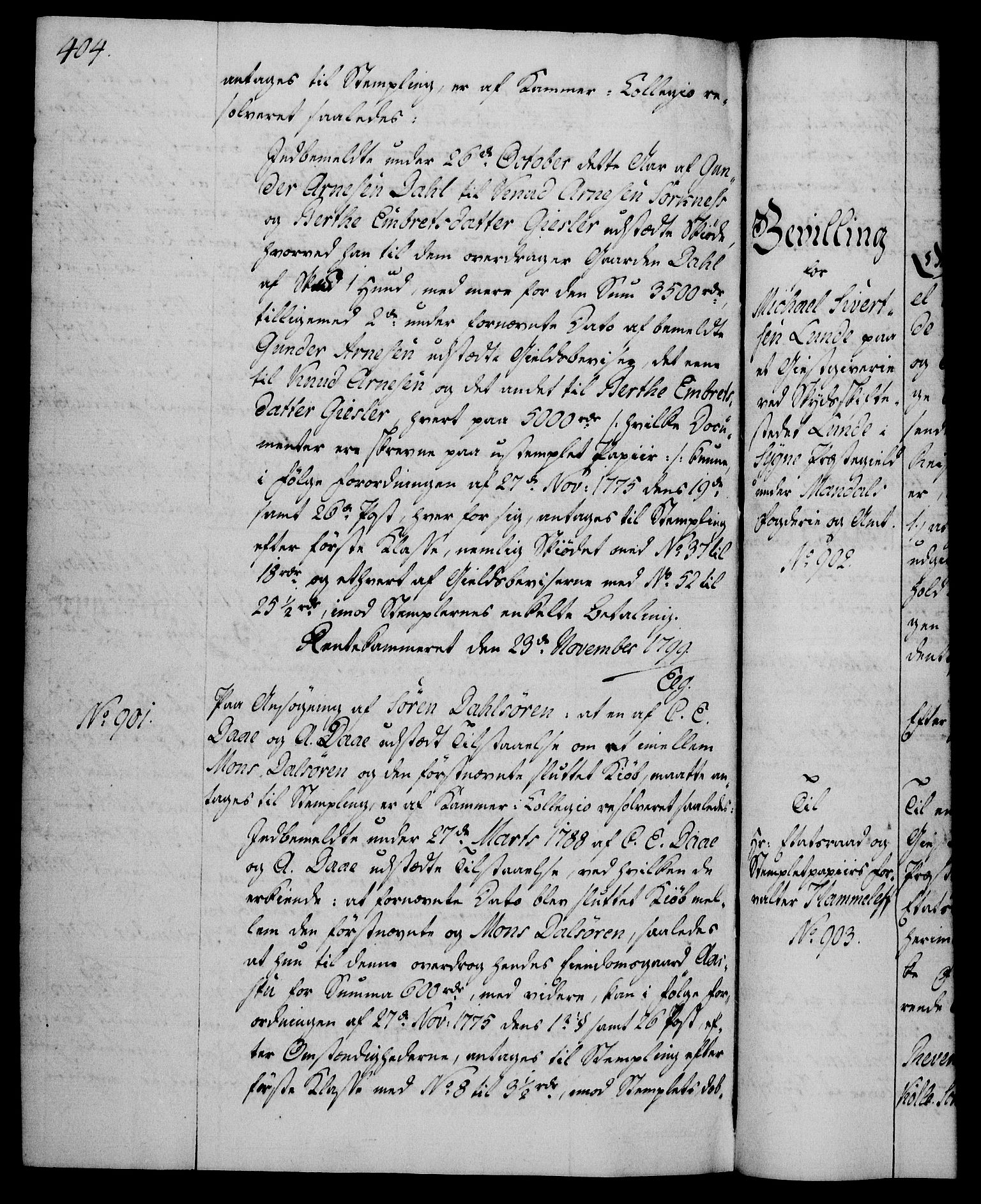 Rentekammeret, Kammerkanselliet, AV/RA-EA-3111/G/Gg/Gga/L0016: Norsk ekspedisjonsprotokoll med register (merket RK 53.16), 1794-1800, p. 404