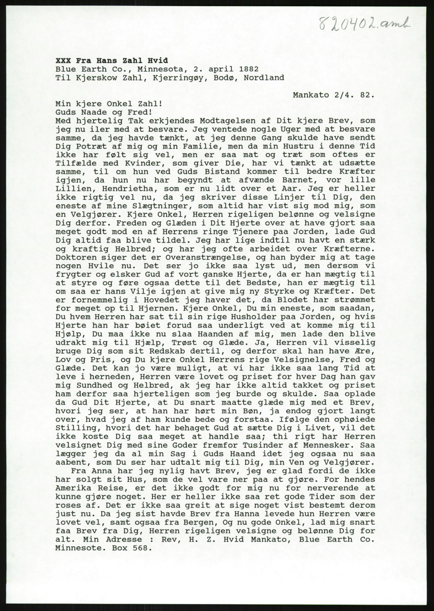 Samlinger til kildeutgivelse, Amerikabrevene, AV/RA-EA-4057/F/L0036: Innlån fra Nordland: Kjerringøyarkivet, 1838-1914, p. 339