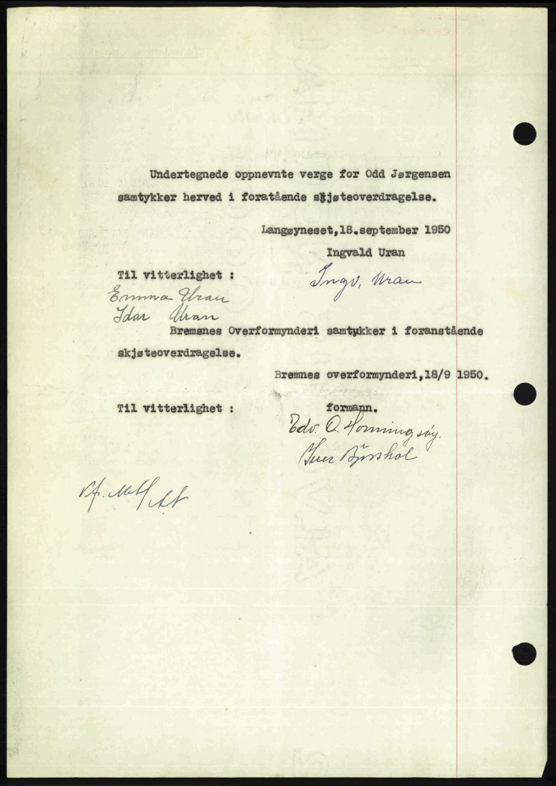 Nordmøre sorenskriveri, AV/SAT-A-4132/1/2/2Ca: Mortgage book no. A116, 1950-1950, Diary no: : 3052/1950