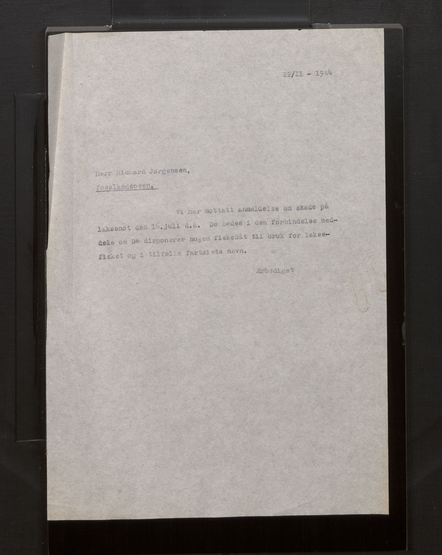 Fiskeridirektoratet - 1 Adm. ledelse - 13 Båtkontoret, AV/SAB-A-2003/La/L0008: Statens krigsforsikring for fiskeflåten, 1936-1971, p. 239