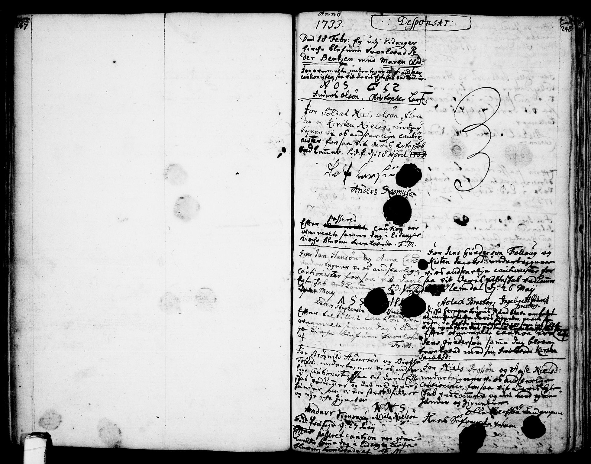 Eidanger kirkebøker, AV/SAKO-A-261/F/Fa/L0004: Parish register (official) no. 4, 1733-1759, p. 247-248