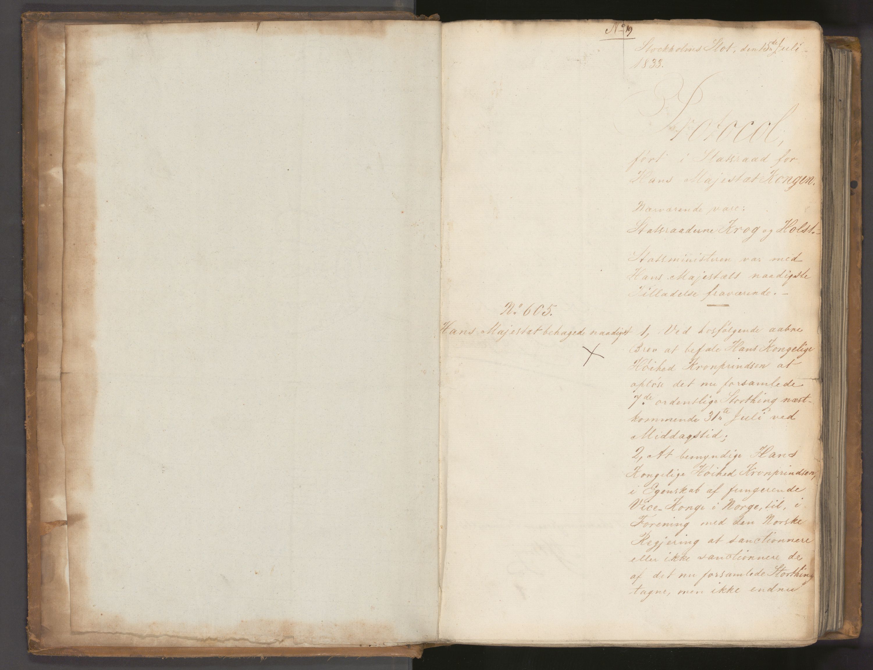 Statsrådssekretariatet, AV/RA-S-1001/A/Ab/L0037: Kgl. res. nr. 605-1251, 2. halvår, 1833