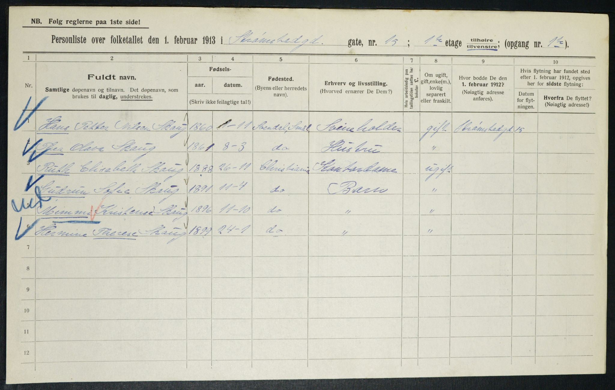 OBA, Municipal Census 1913 for Kristiania, 1913, p. 104028