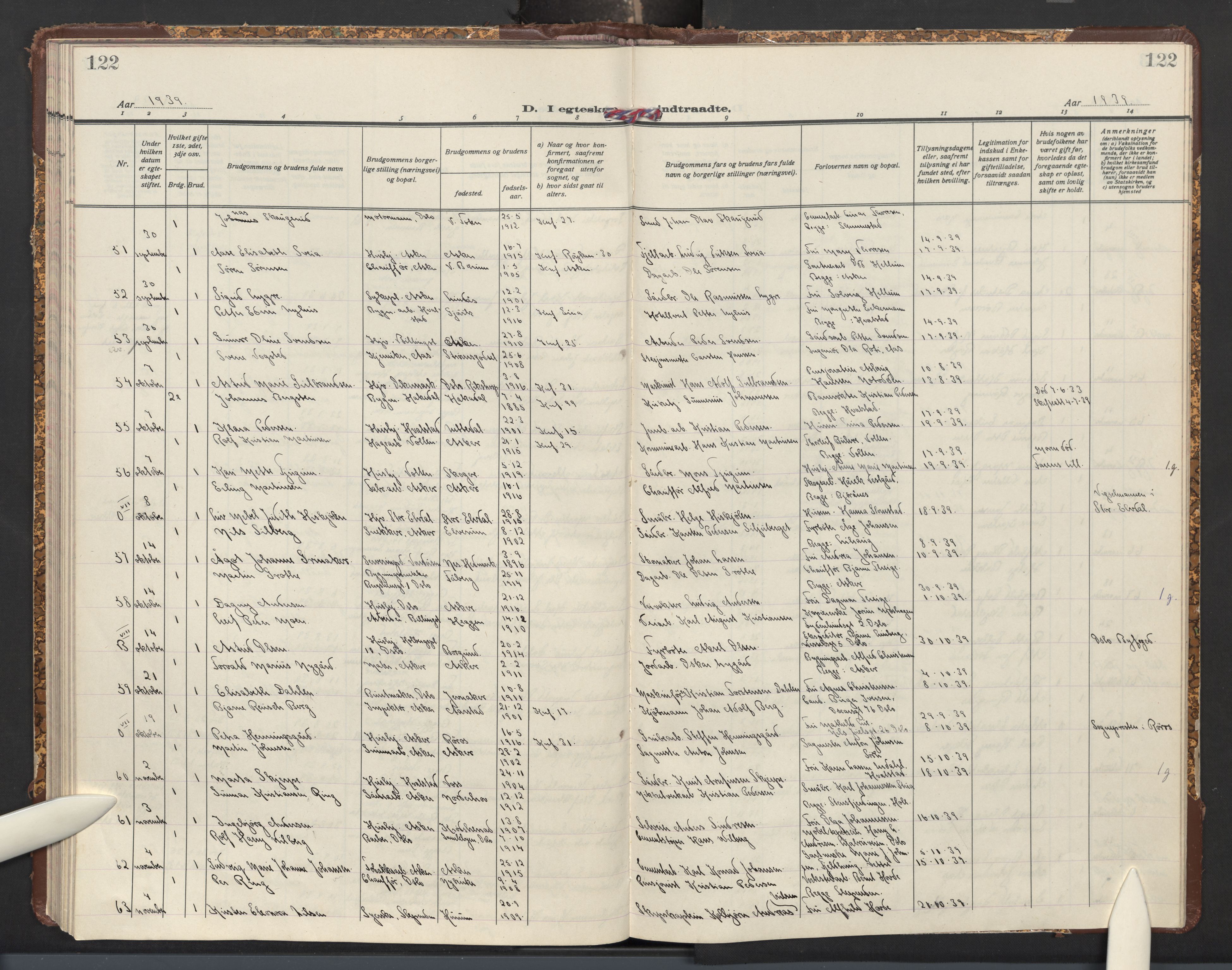 Asker prestekontor Kirkebøker, AV/SAO-A-10256a/F/Fa/L0021: Parish register (official) no. I 21, 1936-1945, p. 122