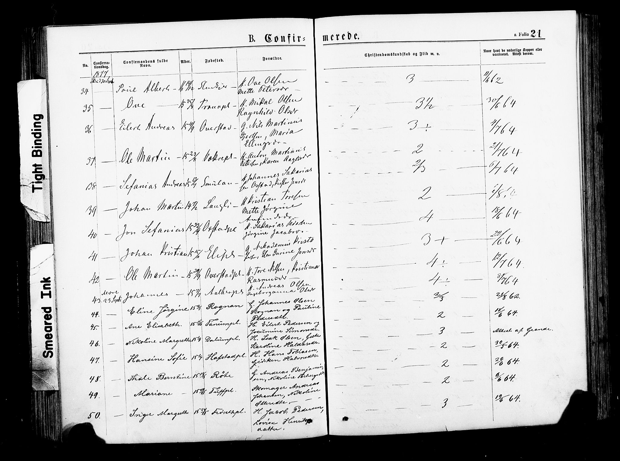 Ministerialprotokoller, klokkerbøker og fødselsregistre - Nord-Trøndelag, AV/SAT-A-1458/735/L0348: Parish register (official) no. 735A09 /1, 1873-1883, p. 21