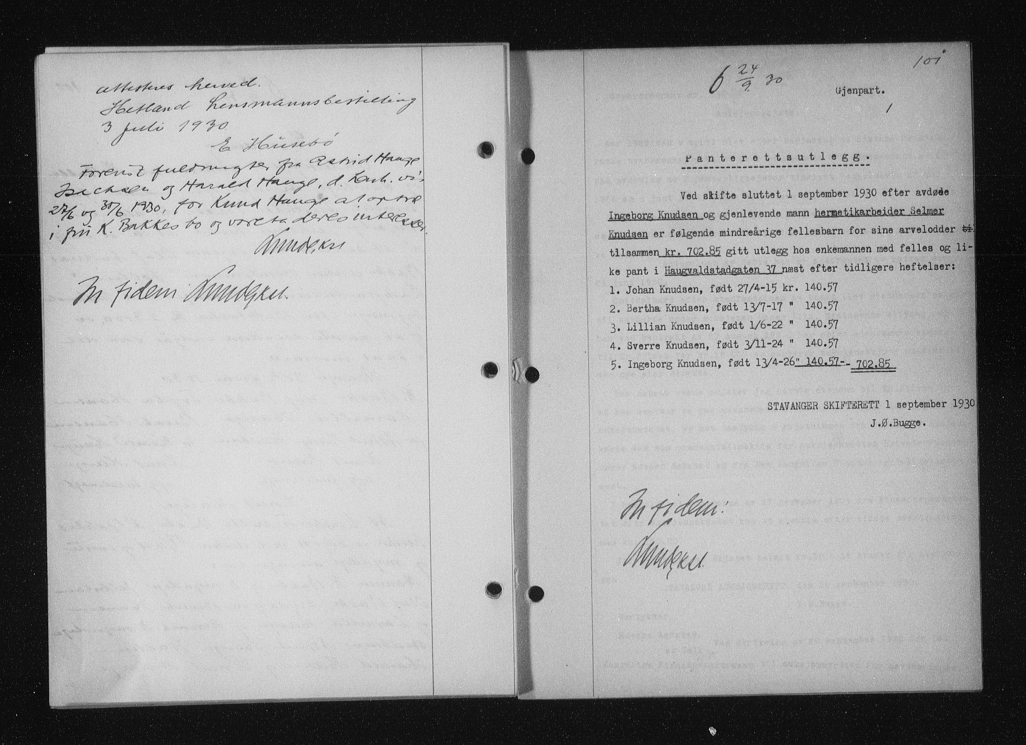 Stavanger byfogd, AV/SAST-A-101408/001/4/41/410/410BB/L0058: Mortgage book no. 48, 1930-1931, Deed date: 24.09.1930