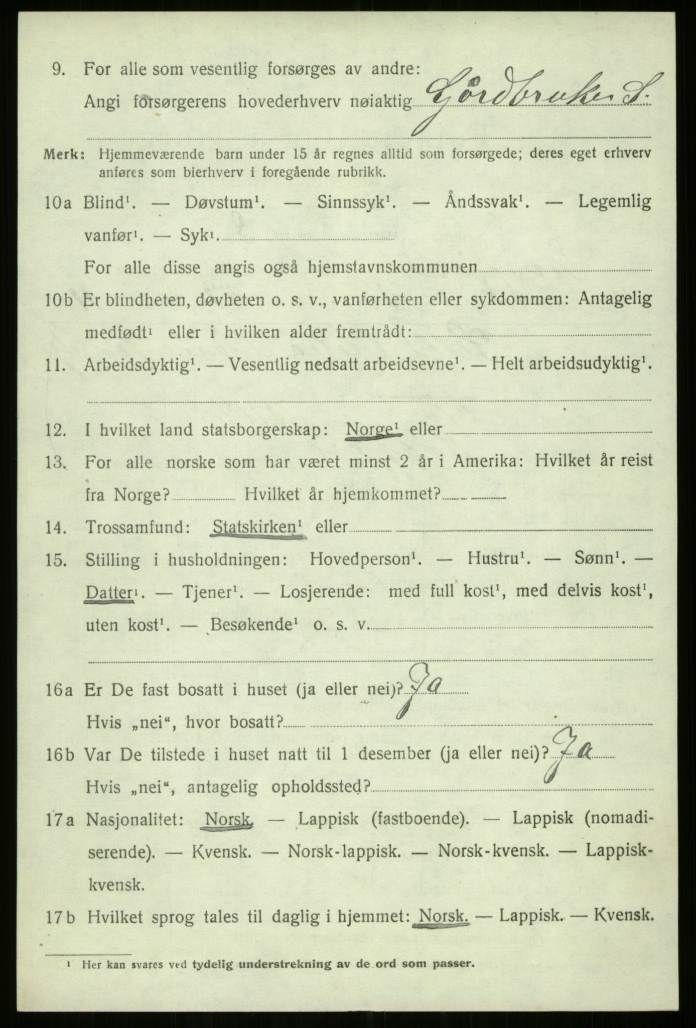 SATØ, 1920 census for Kvæfjord, 1920, p. 5850