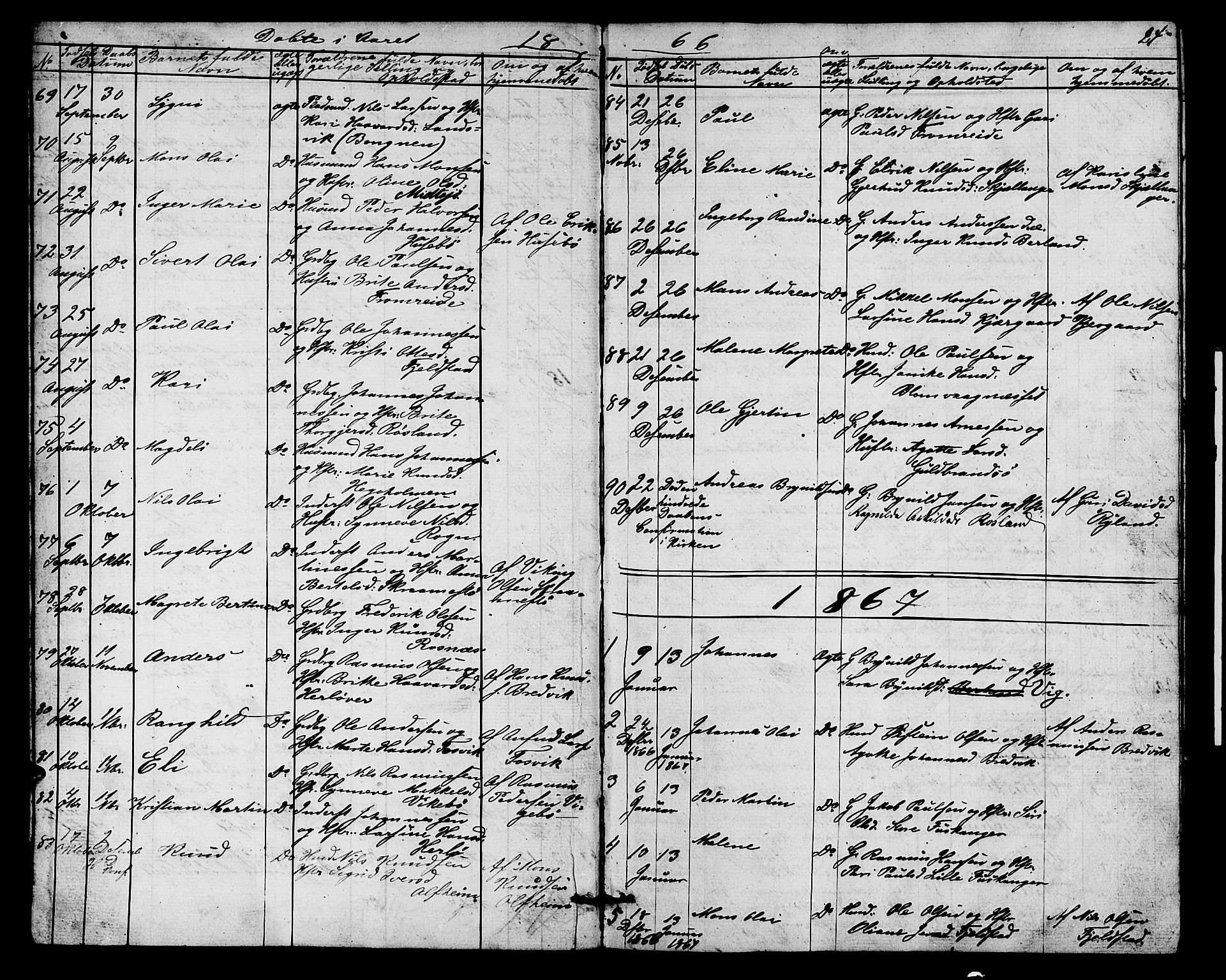 Herdla Sokneprestembete, AV/SAB-A-75701/H/Hab: Parish register (copy) no. A 1, 1859-1880, p. 25