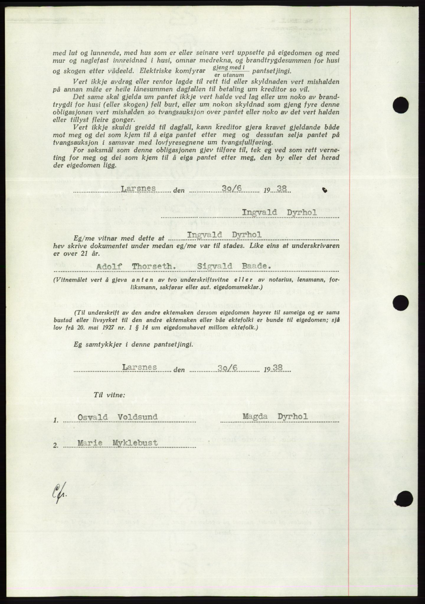 Søre Sunnmøre sorenskriveri, AV/SAT-A-4122/1/2/2C/L0066: Mortgage book no. 60, 1938-1938, Diary no: : 1151/1938