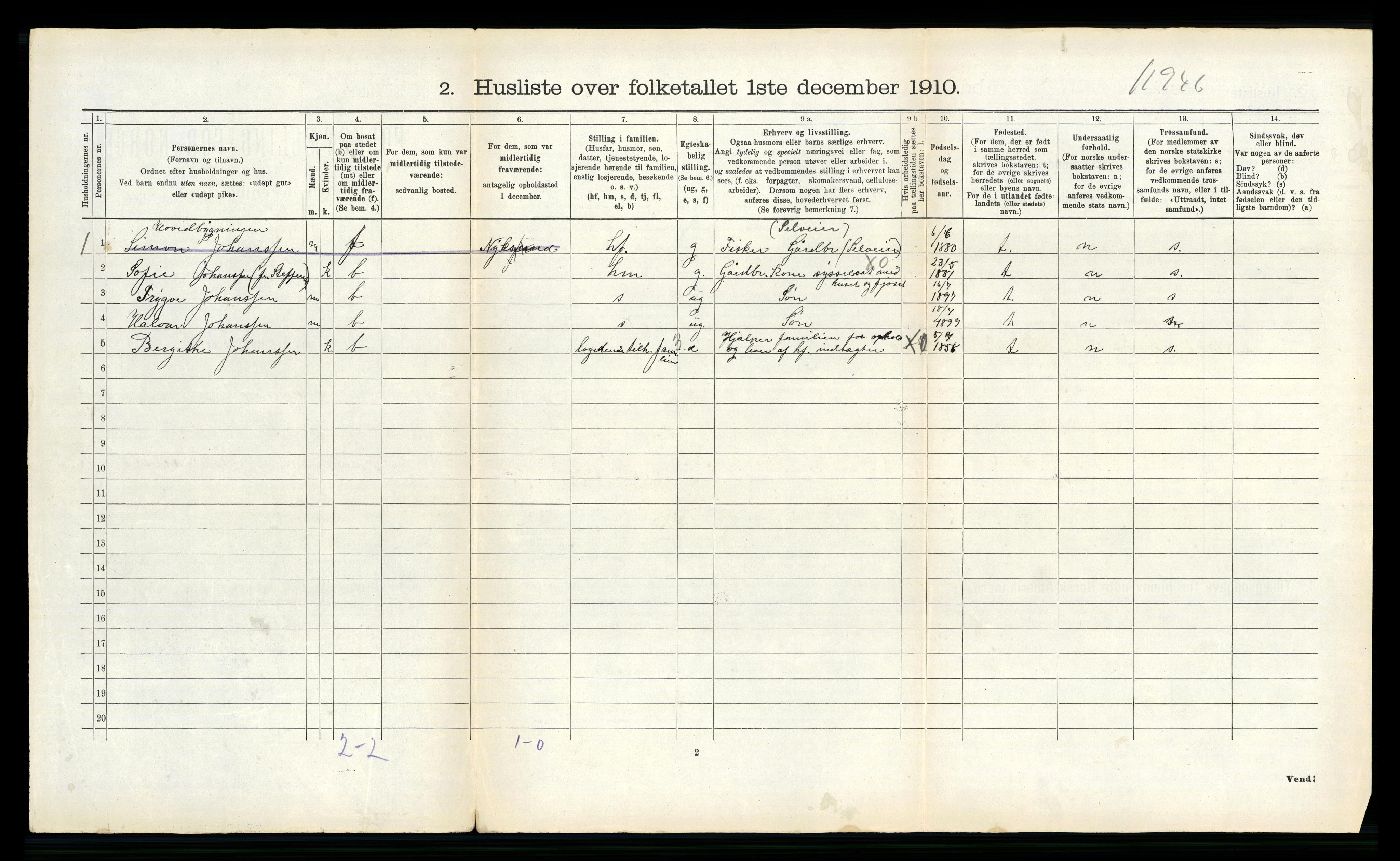 RA, 1910 census for Øksnes, 1910, p. 713