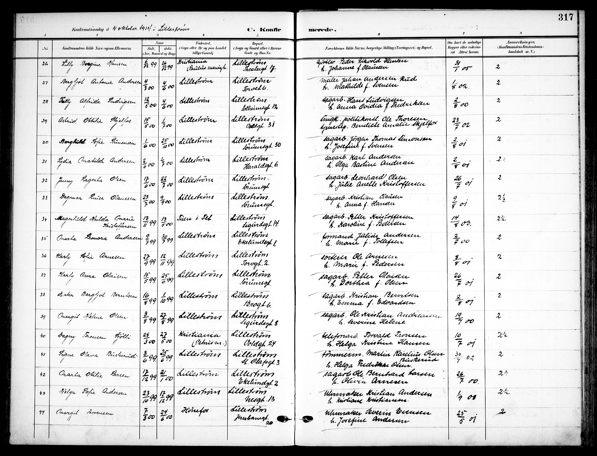 Skedsmo prestekontor Kirkebøker, AV/SAO-A-10033a/F/Fa/L0015: Parish register (official) no. I 15, 1902-1917, p. 317