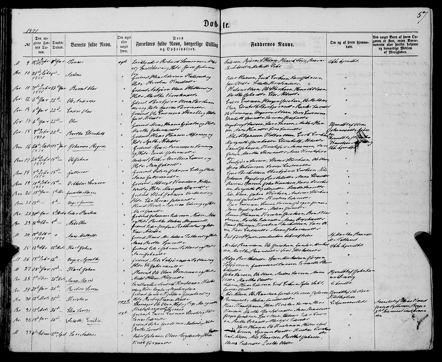 Finnås sokneprestembete, AV/SAB-A-99925/H/Ha/Haa/Haaa/L0008: Parish register (official) no. A 8, 1863-1872, p. 57