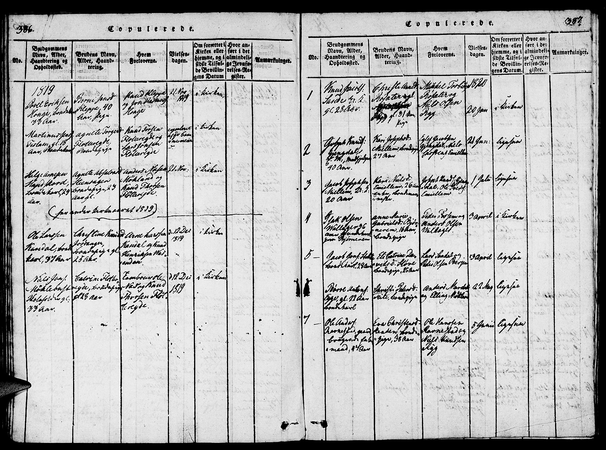 Gloppen sokneprestembete, SAB/A-80101/H/Hab/Haba/L0001: Parish register (copy) no. A 1, 1816-1827, p. 386-387