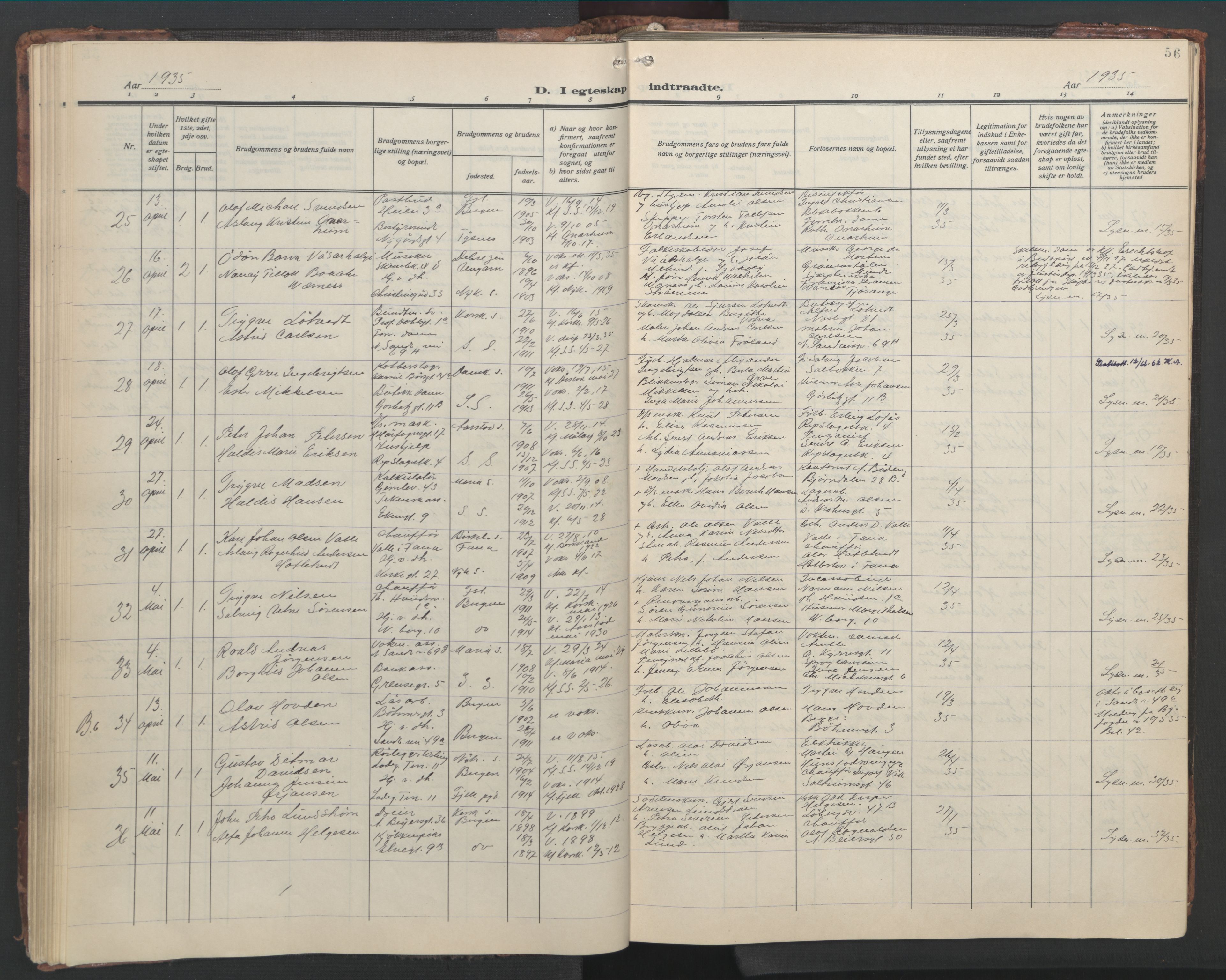 Sandviken Sokneprestembete, AV/SAB-A-77601/H/Hb/L0015: Parish register (copy) no. D 2, 1929-1953, p. 55b-56a