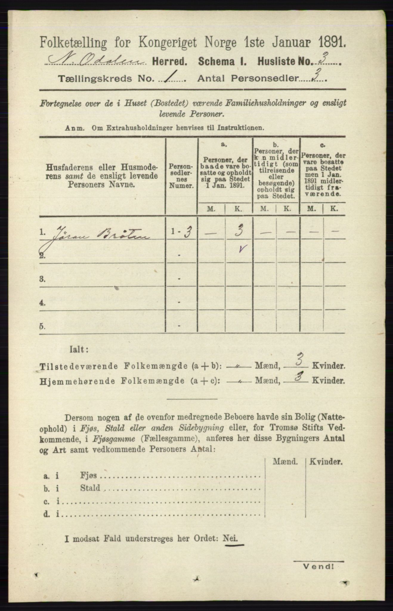 RA, 1891 census for 0418 Nord-Odal, 1891, p. 35
