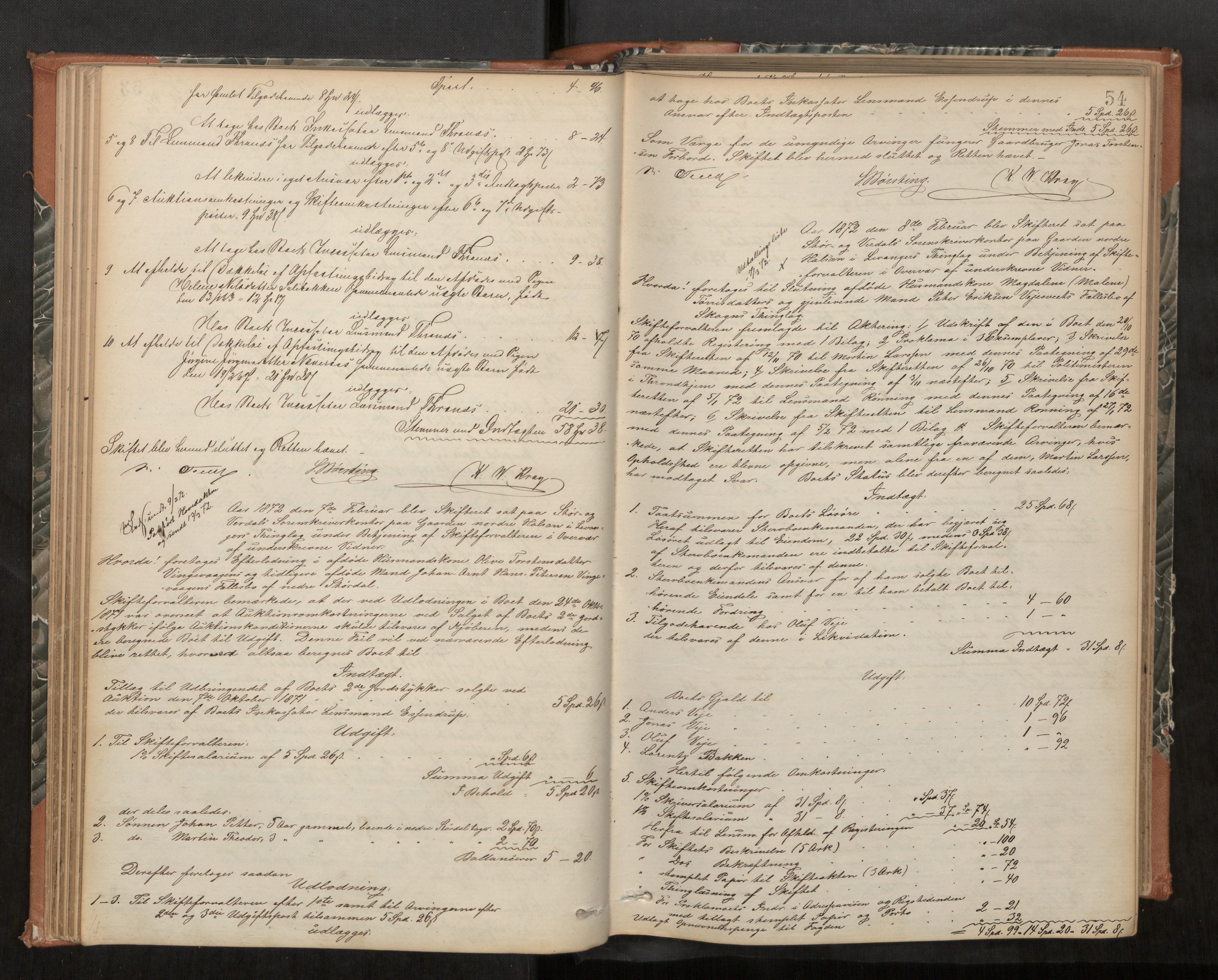 Stjør- og Verdal sorenskriveri, AV/SAT-A-4167/1/3/3A/L0043: Skifteslutningsprotokoll, 1871-1877, p. 54