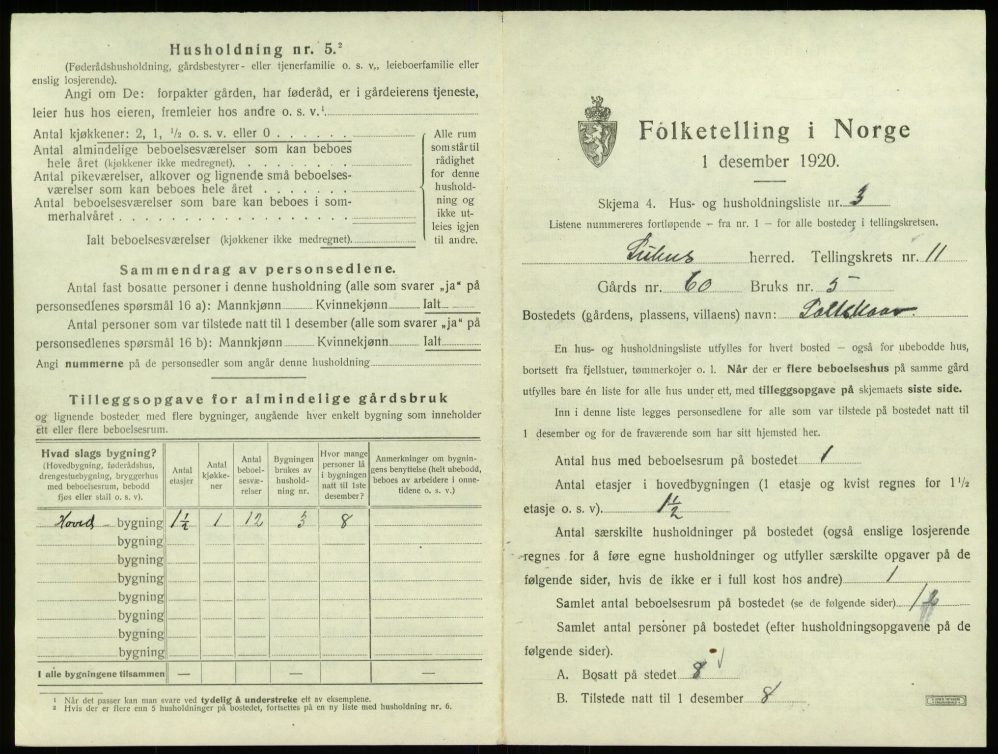 SAB, 1920 census for Solund, 1920, p. 567