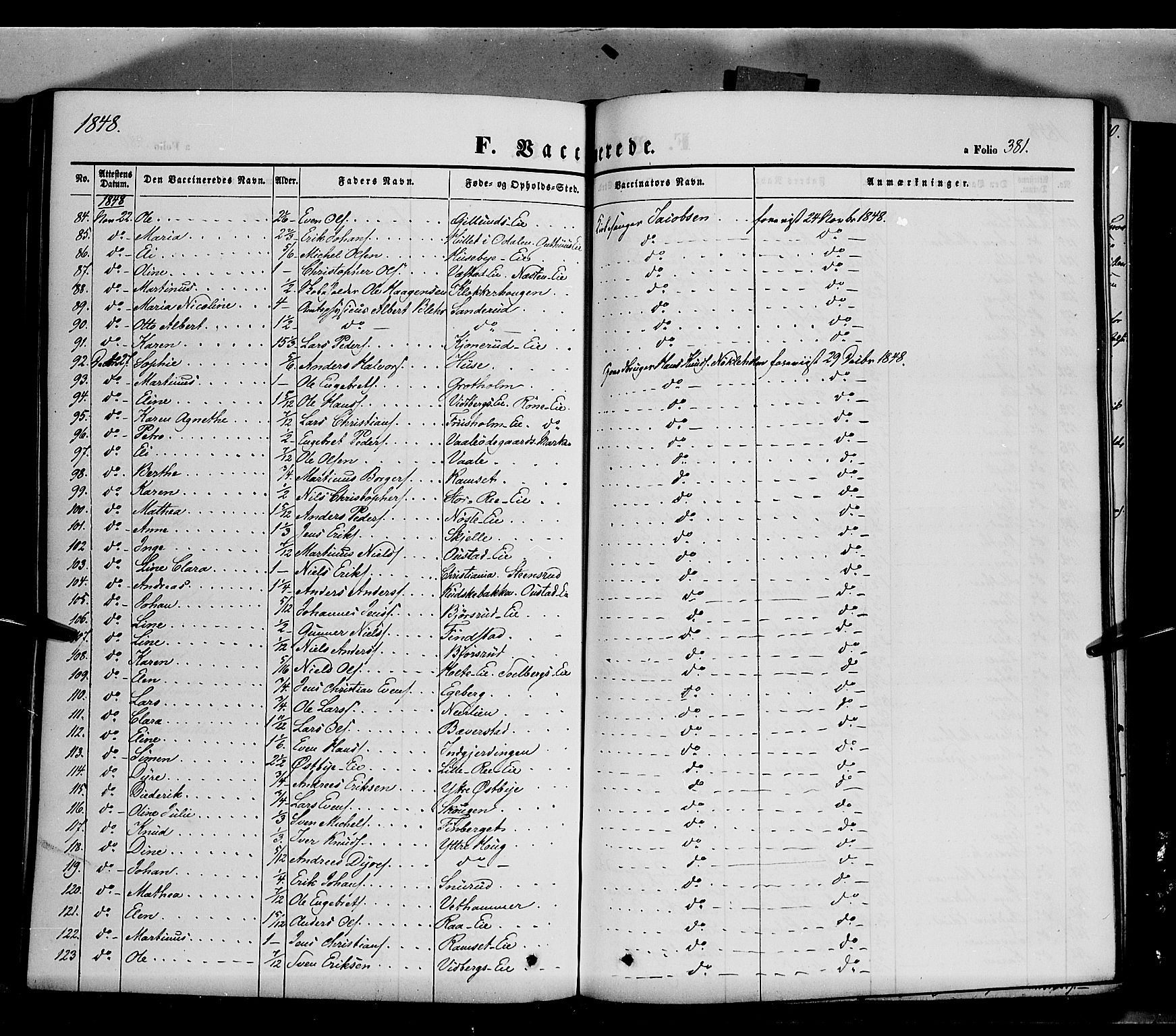 Stange prestekontor, AV/SAH-PREST-002/K/L0011: Parish register (official) no. 11, 1846-1852, p. 381