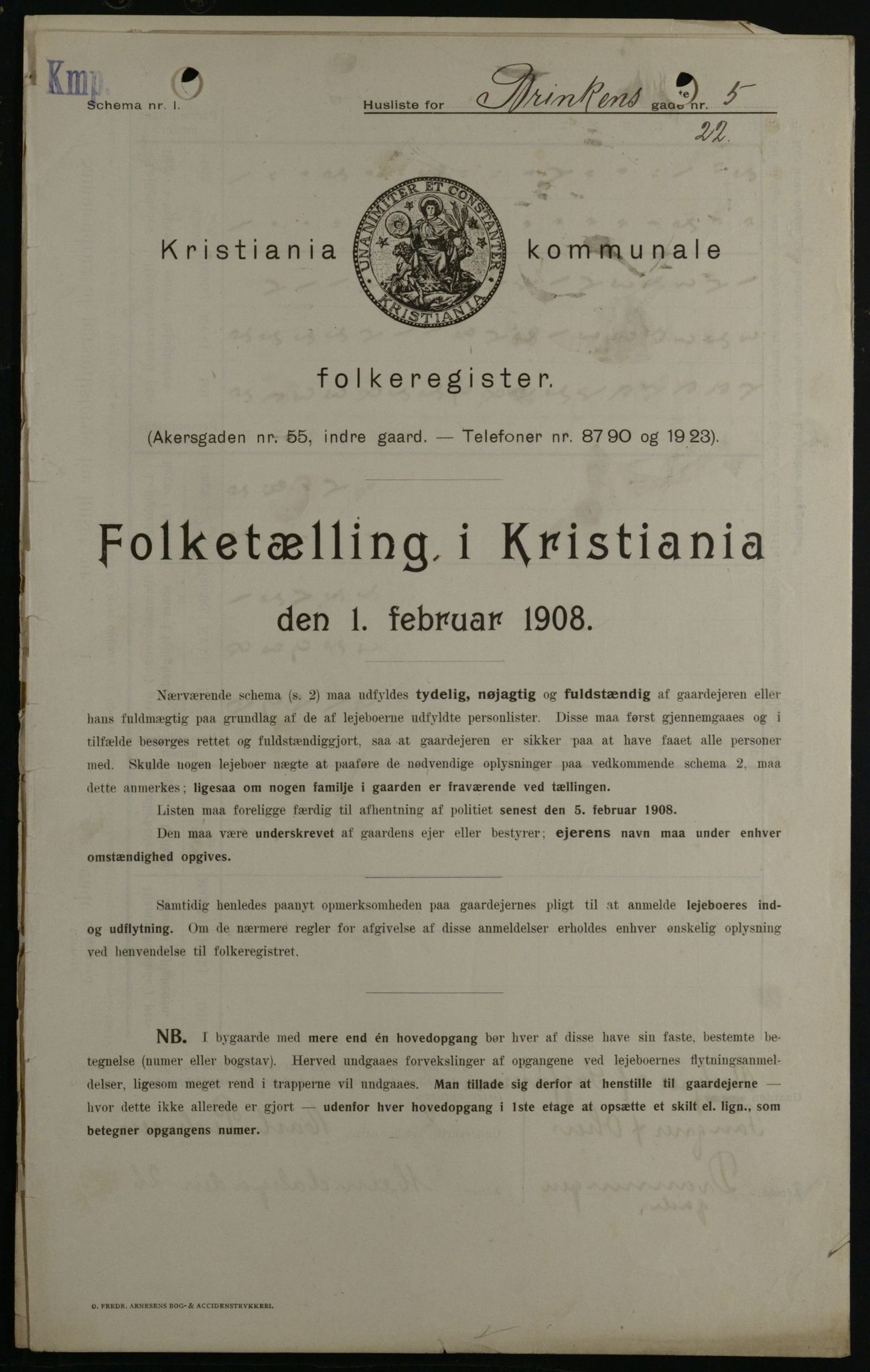 OBA, Municipal Census 1908 for Kristiania, 1908, p. 8369