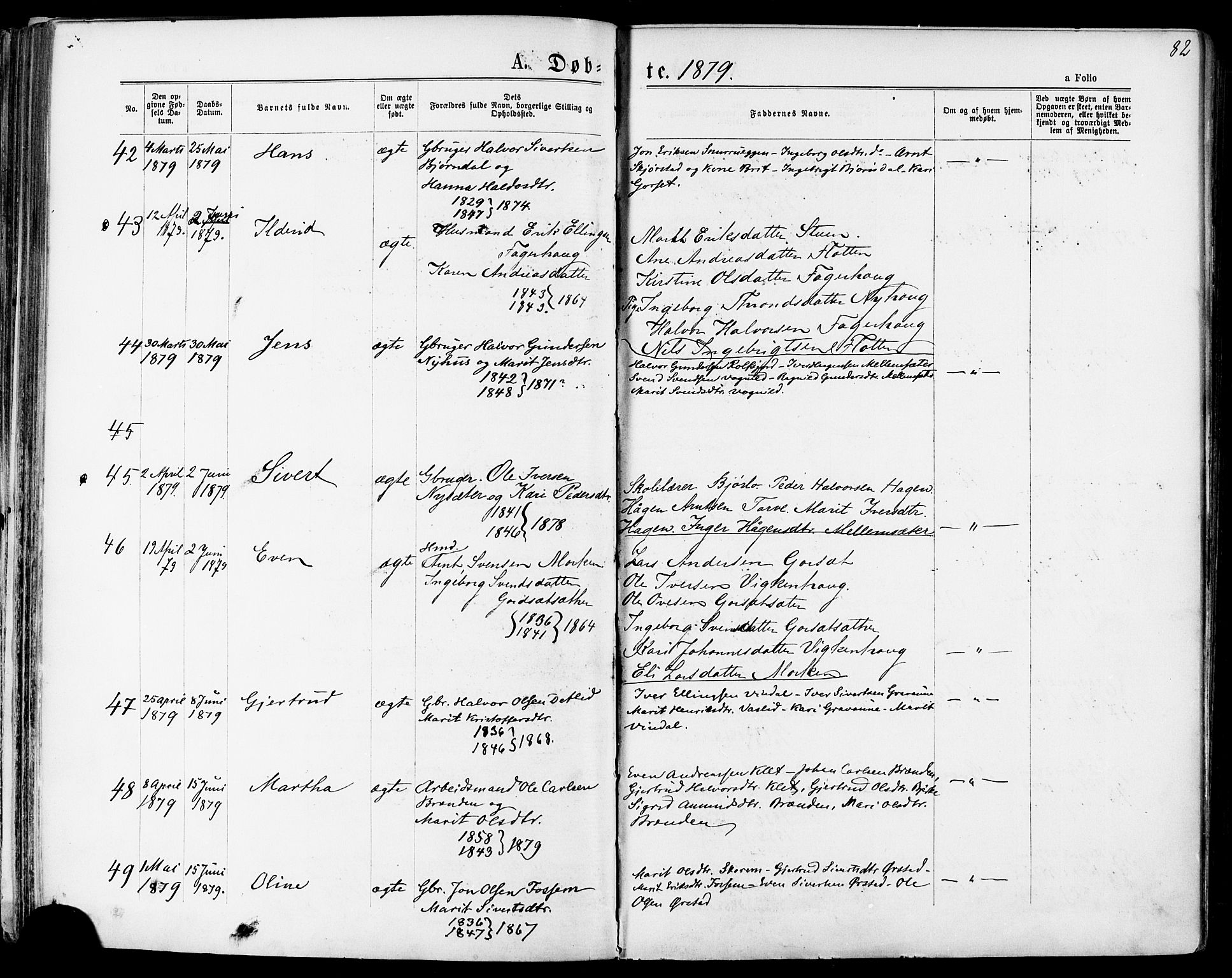 Ministerialprotokoller, klokkerbøker og fødselsregistre - Sør-Trøndelag, AV/SAT-A-1456/678/L0900: Parish register (official) no. 678A09, 1872-1881, p. 82