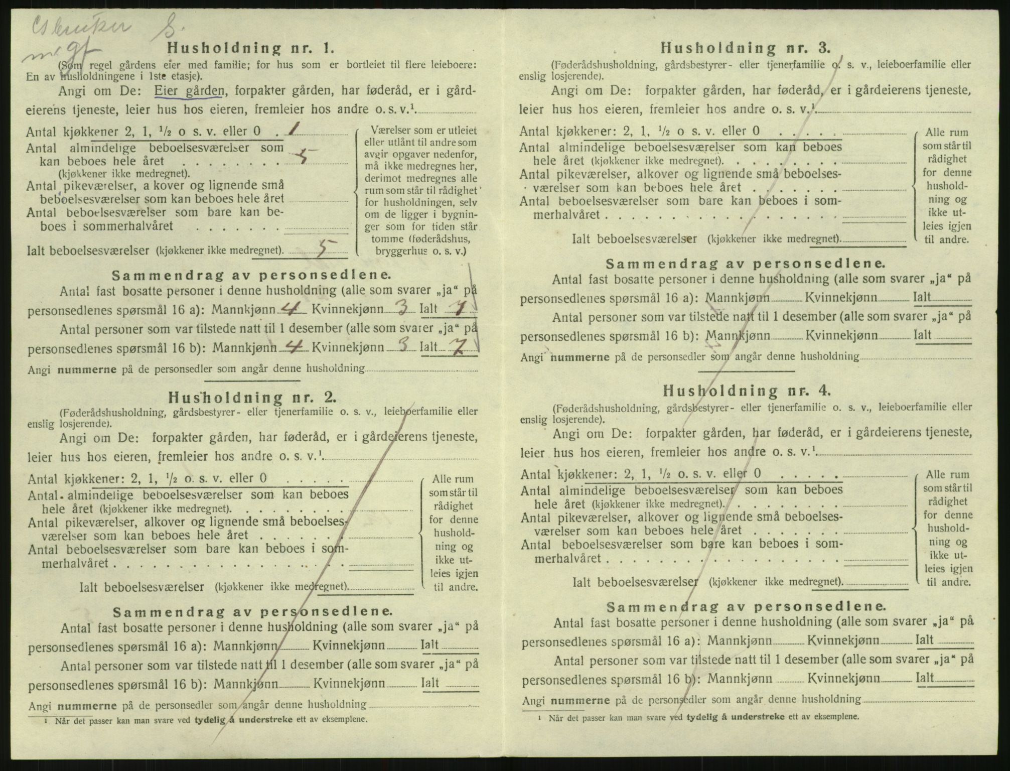 SAK, 1920 census for Vegusdal, 1920, p. 318