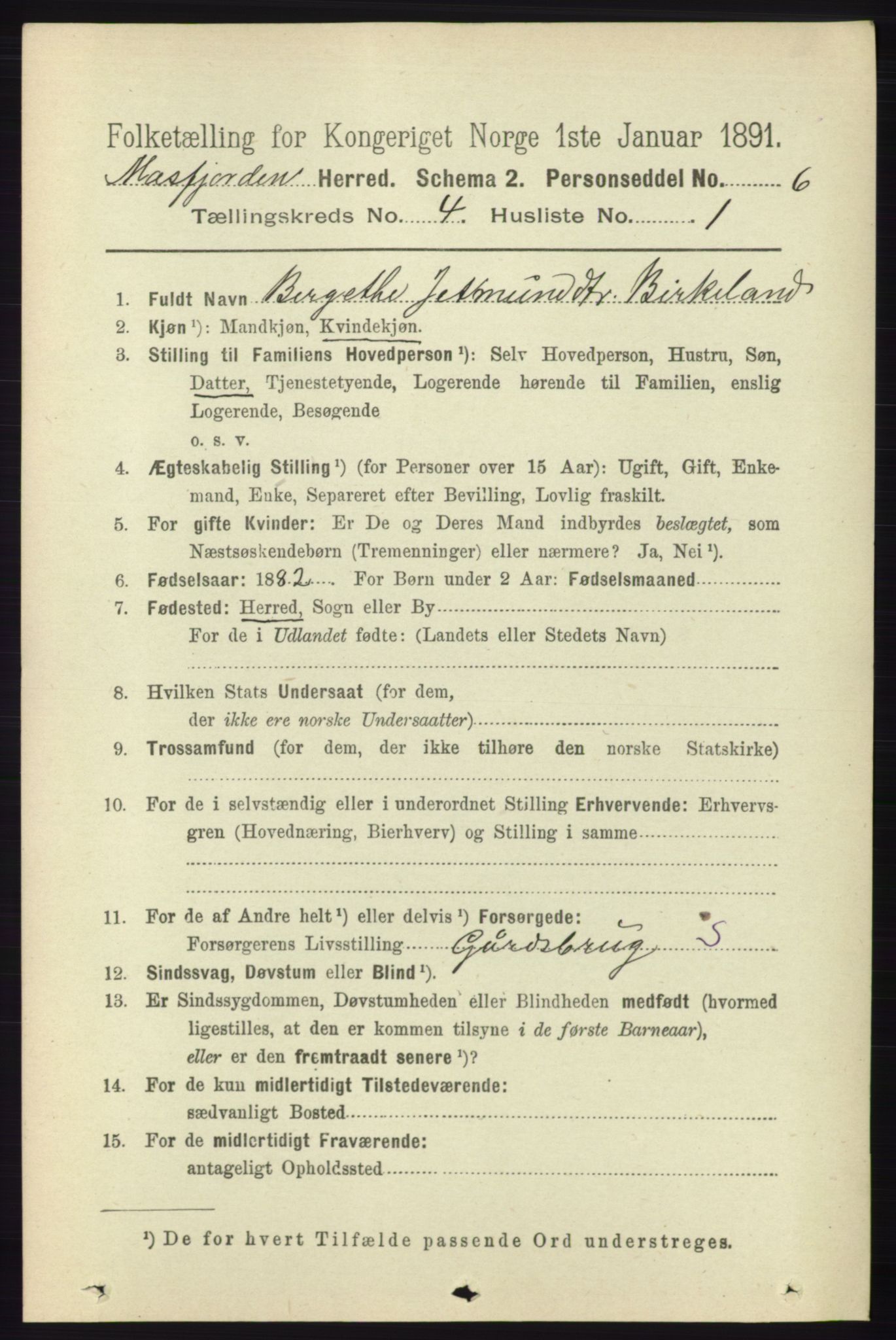 RA, 1891 census for 1266 Masfjorden, 1891, p. 743