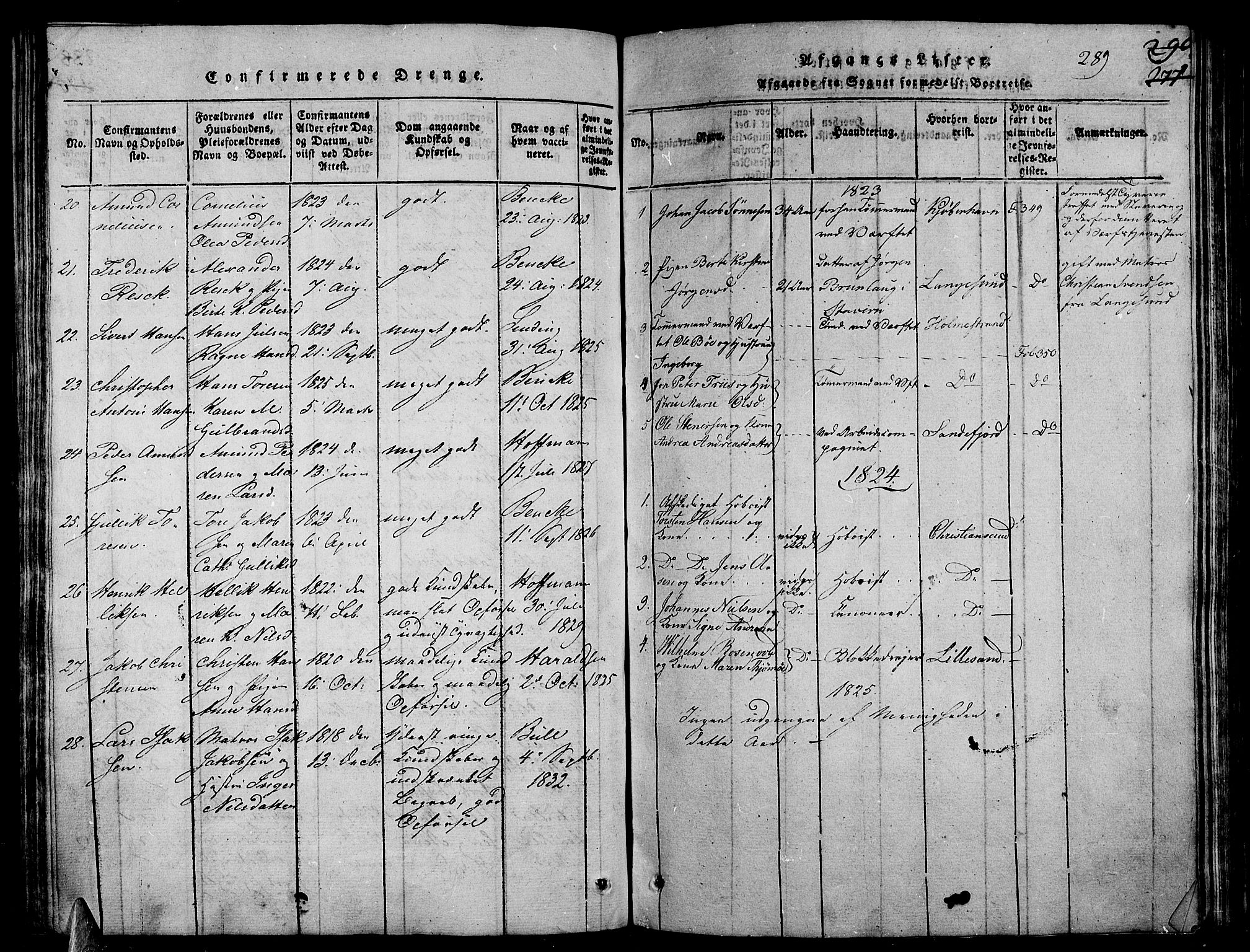 Stavern kirkebøker, SAKO/A-318/G/Ga/L0001: Parish register (copy) no. 1, 1817-1841, p. 289