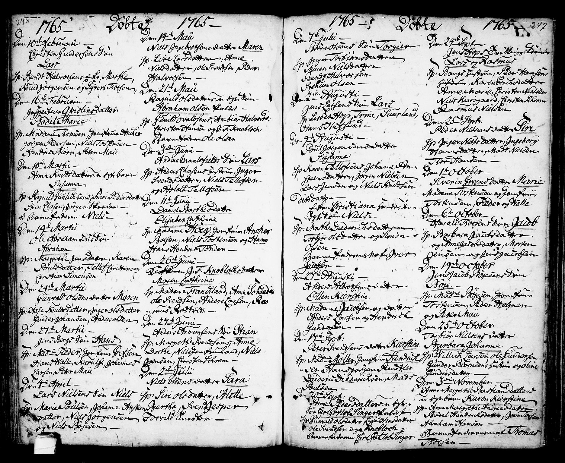 Kragerø kirkebøker, SAKO/A-278/F/Fa/L0001: Parish register (official) no. 1, 1702-1766, p. 246-247