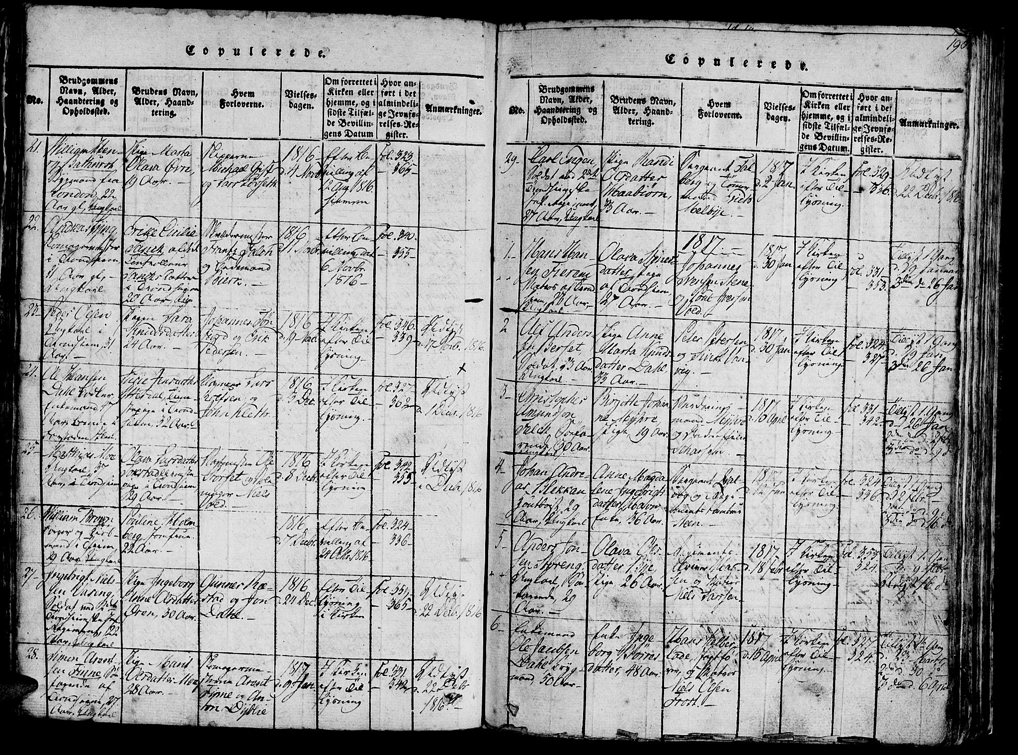 Ministerialprotokoller, klokkerbøker og fødselsregistre - Sør-Trøndelag, SAT/A-1456/602/L0135: Parish register (copy) no. 602C03, 1815-1832, p. 190