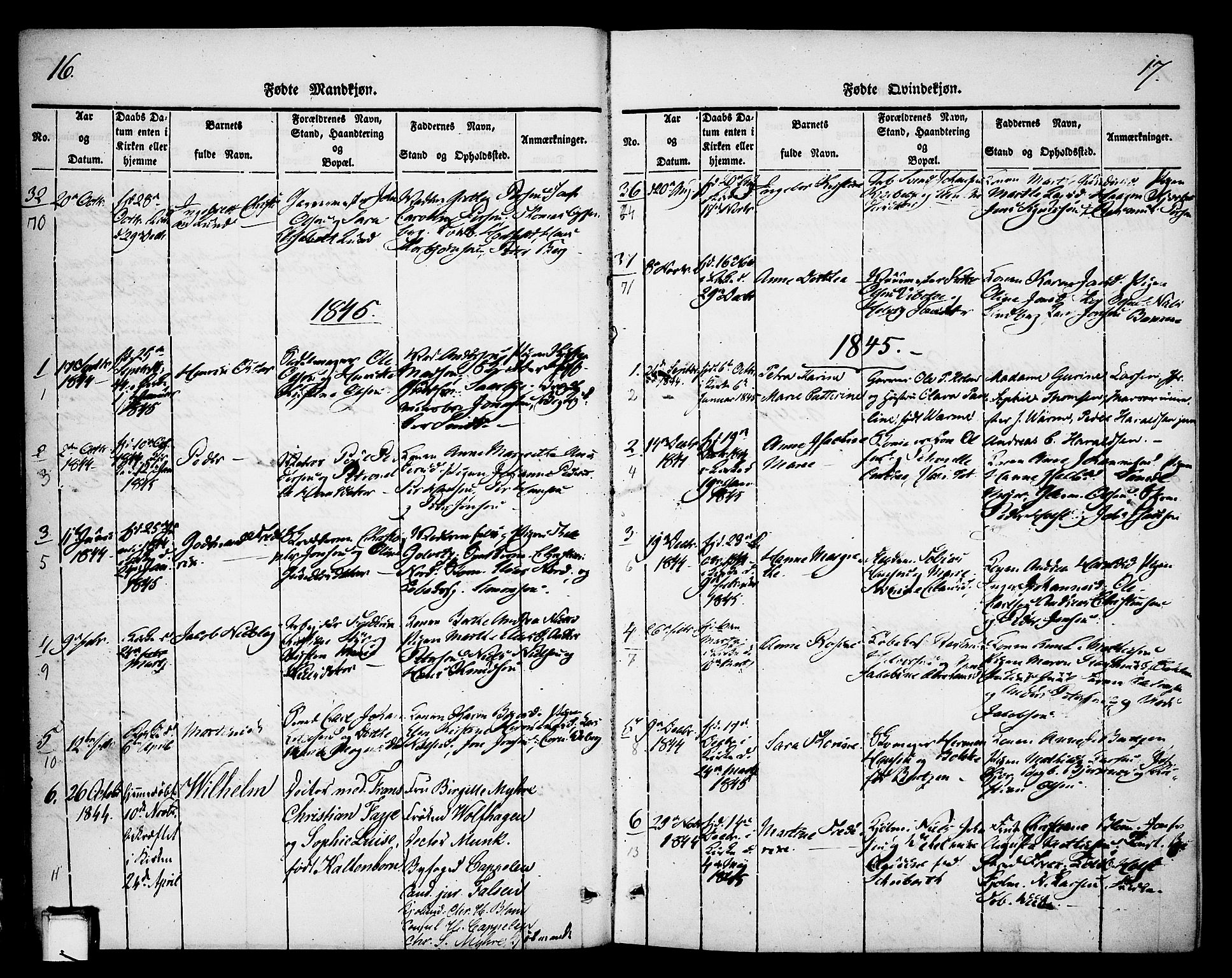 Skien kirkebøker, SAKO/A-302/F/Fa/L0006b: Parish register (official) no. 6B, 1843-1846, p. 16-17