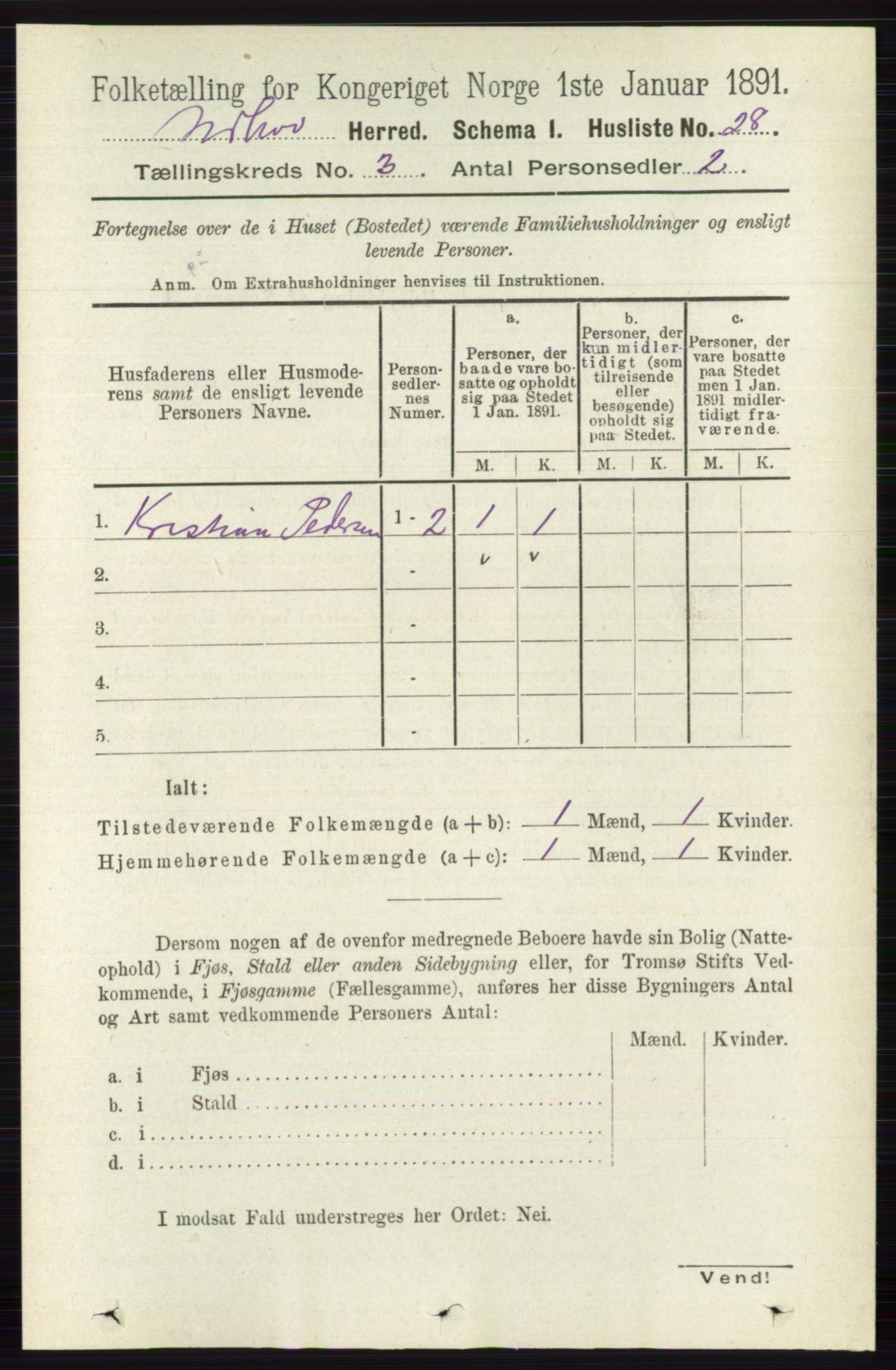 RA, 1891 census for 0613 Norderhov, 1891, p. 1188