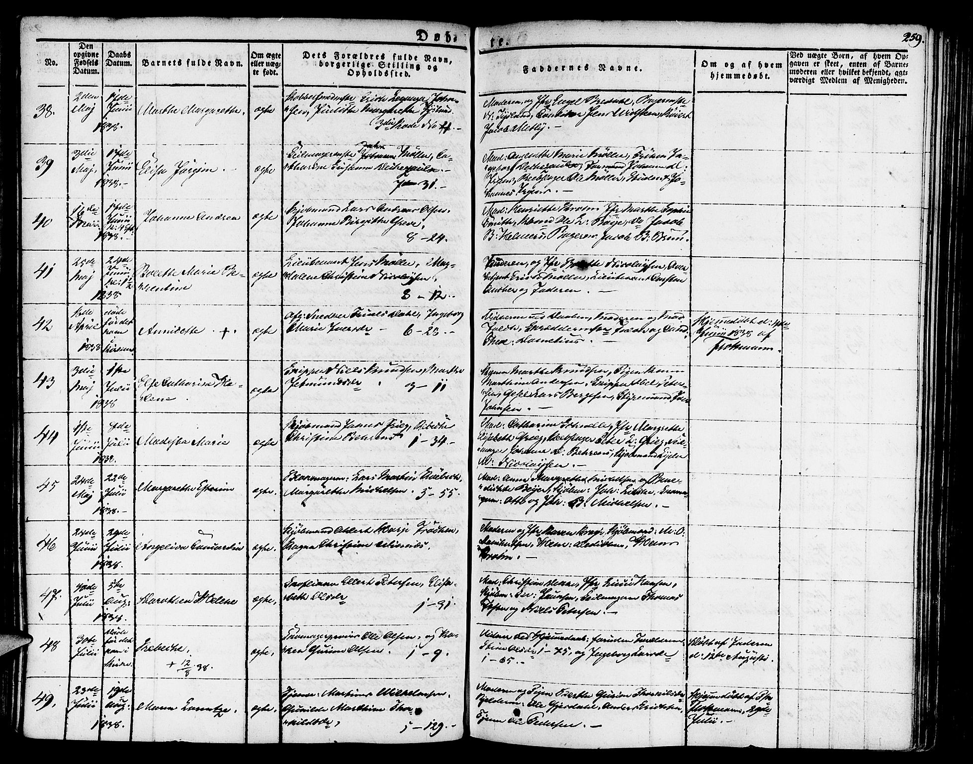 Nykirken Sokneprestembete, AV/SAB-A-77101/H/Haa/L0012: Parish register (official) no. A 12, 1821-1844, p. 259