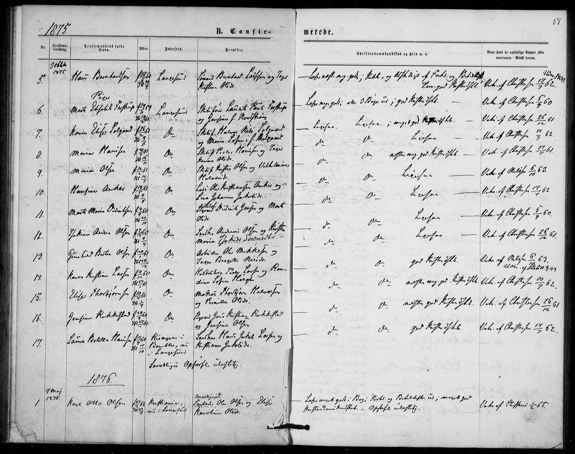 Langesund kirkebøker, SAKO/A-280/F/Fa/L0001: Parish register (official) no. 1, 1870-1877, p. 58