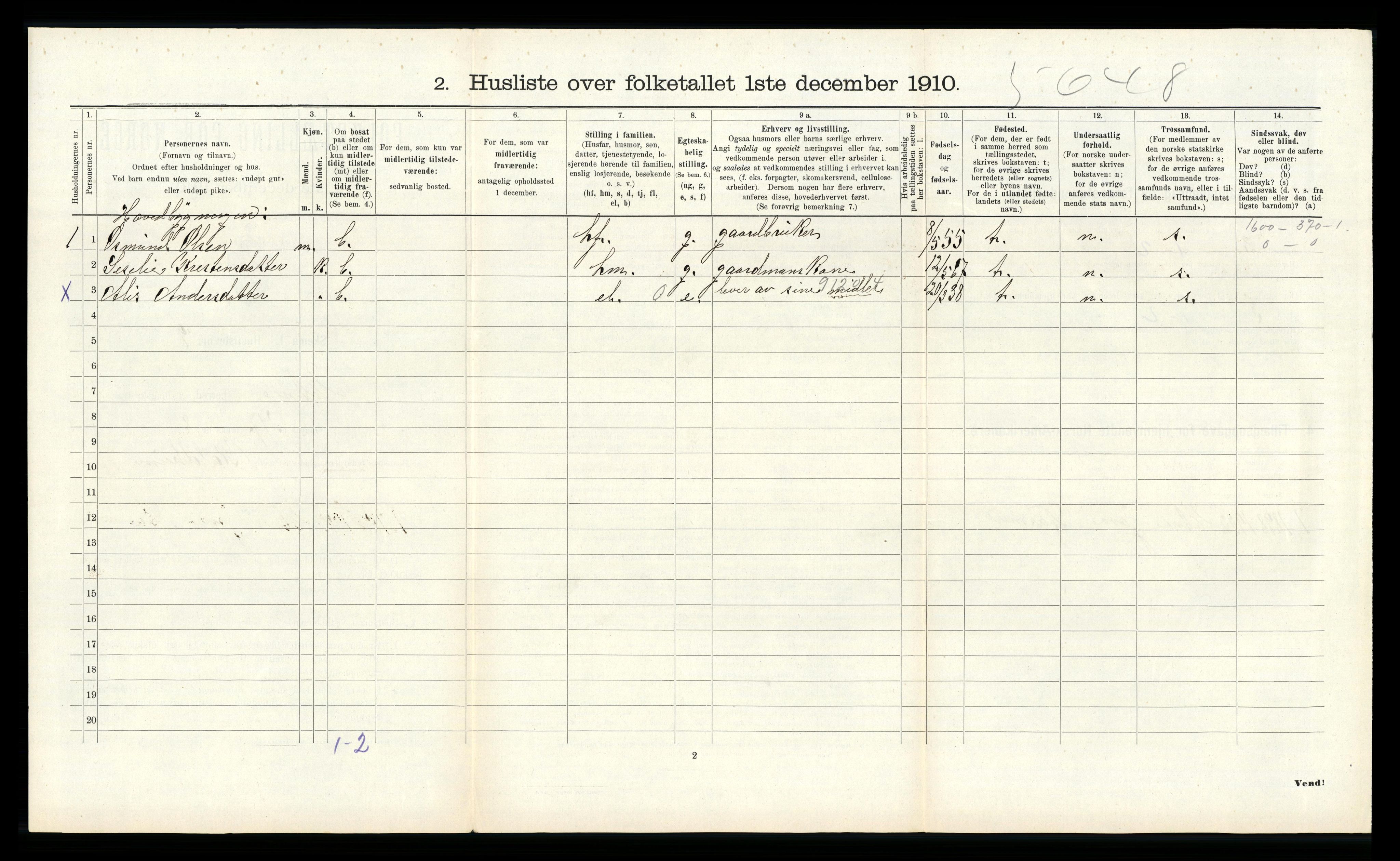 RA, 1910 census for Etne, 1910, p. 643