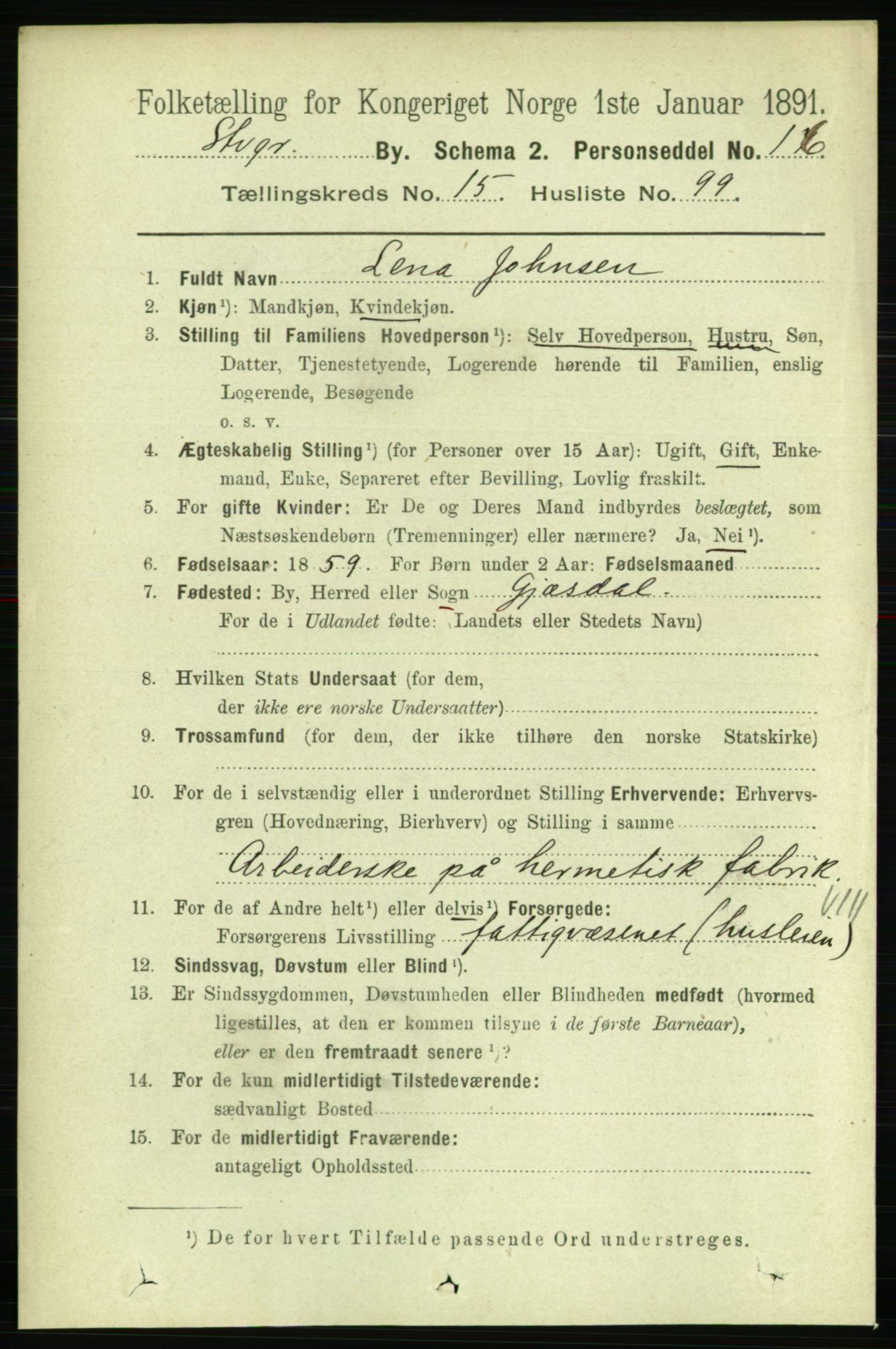 RA, 1891 census for 1103 Stavanger, 1891, p. 18835