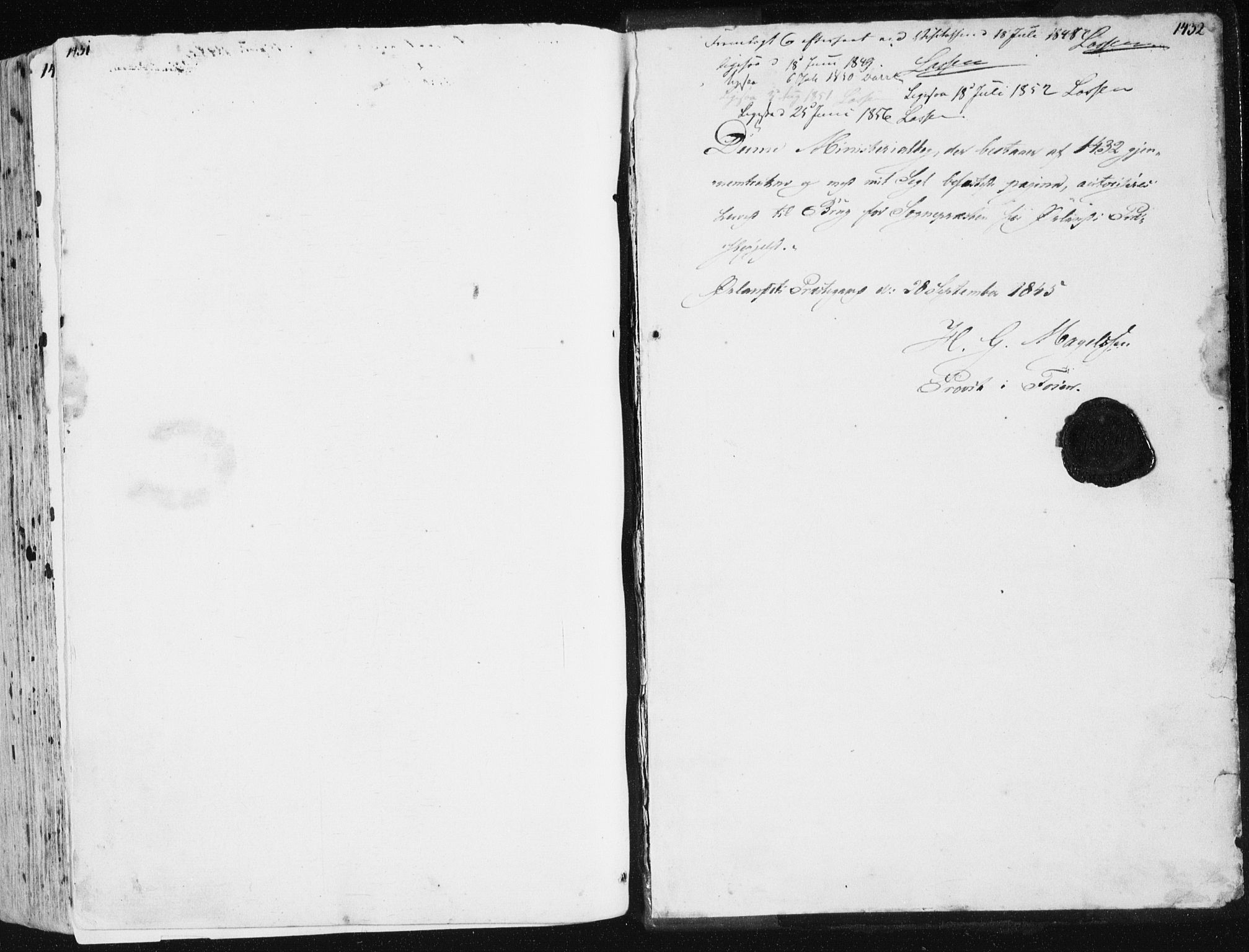 Ministerialprotokoller, klokkerbøker og fødselsregistre - Sør-Trøndelag, AV/SAT-A-1456/659/L0736: Parish register (official) no. 659A06, 1842-1856, p. 1431-1432