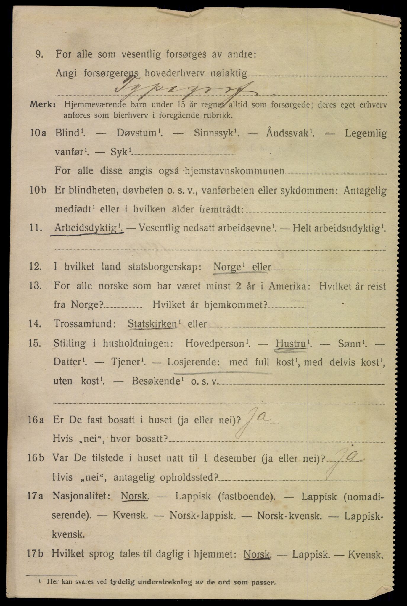 SAT, 1920 census for Bodø, 1920, p. 3886