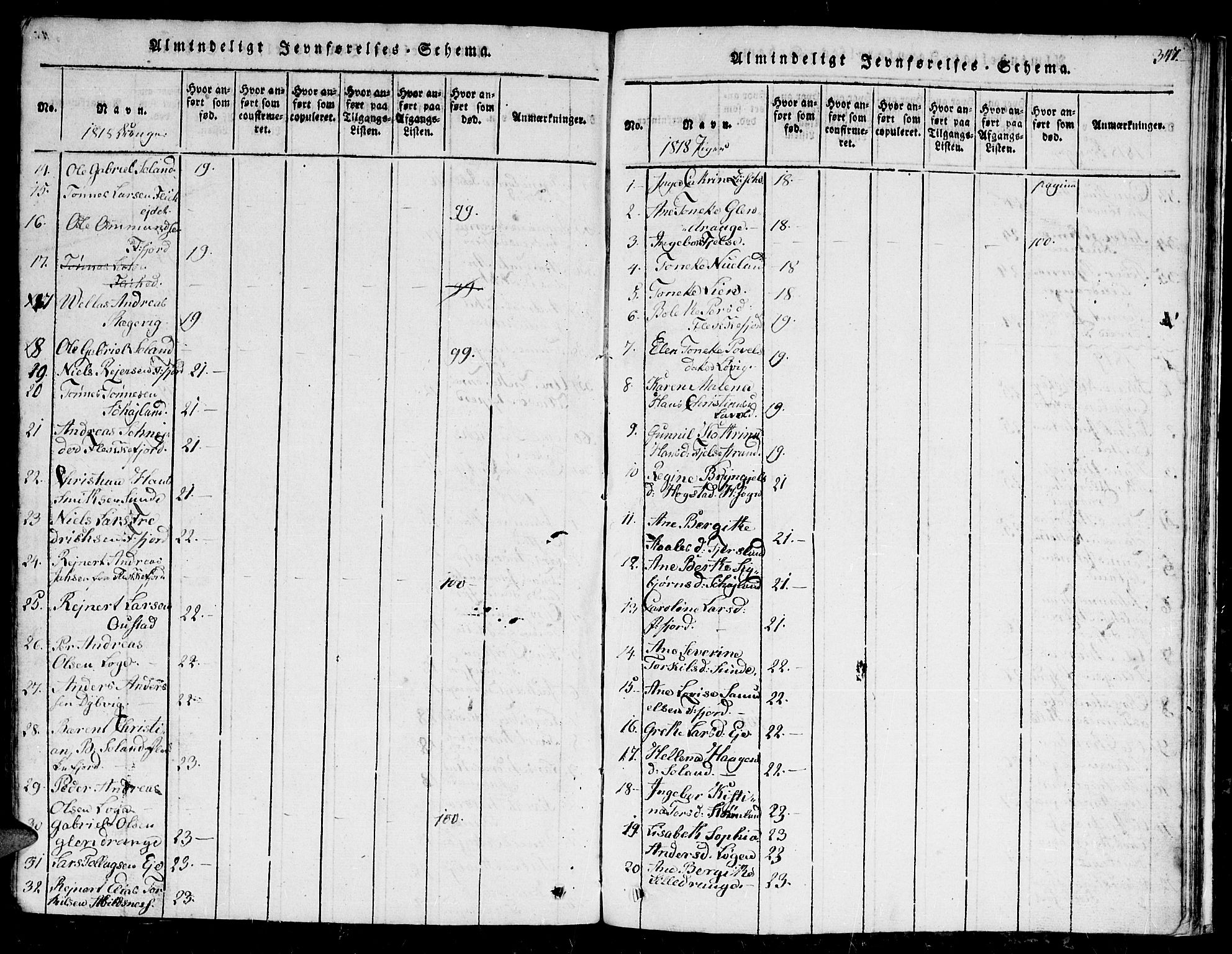 Flekkefjord sokneprestkontor, AV/SAK-1111-0012/F/Fb/Fbc/L0003: Parish register (copy) no. B 3, 1815-1826, p. 347