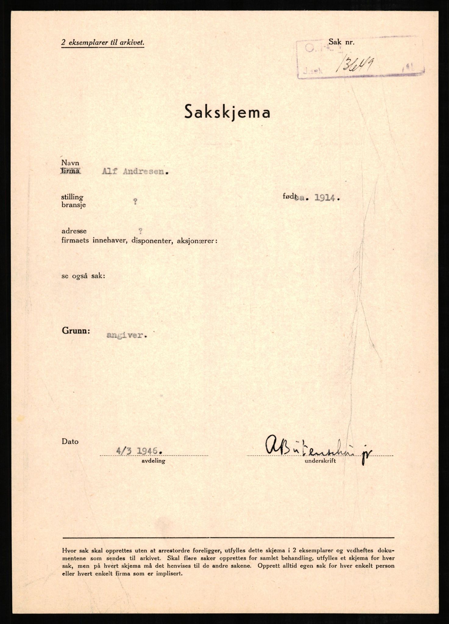 Landssvikarkivet, Oslo politikammer, AV/RA-S-3138-01/D/Dh/L0009/0025: Henlagt døde anr. 10569 - 19284 / Anr. 13649, 1945-1946, p. 6