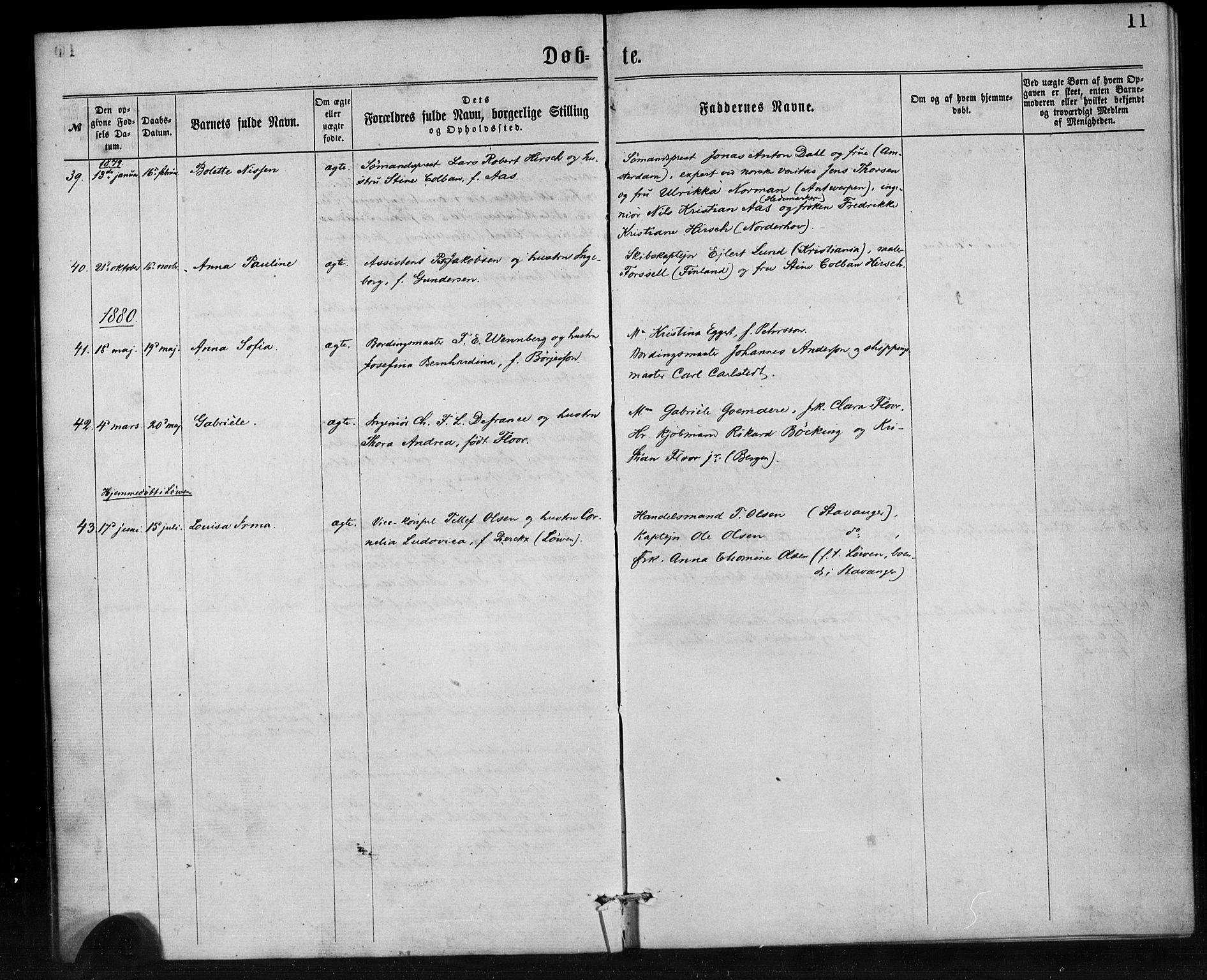 Den norske sjømannsmisjon i utlandet/Antwerpen, SAB/SAB/PA-0105/H/Ha/L0001: Parish register (official) no. A 1, 1865-1887, p. 11