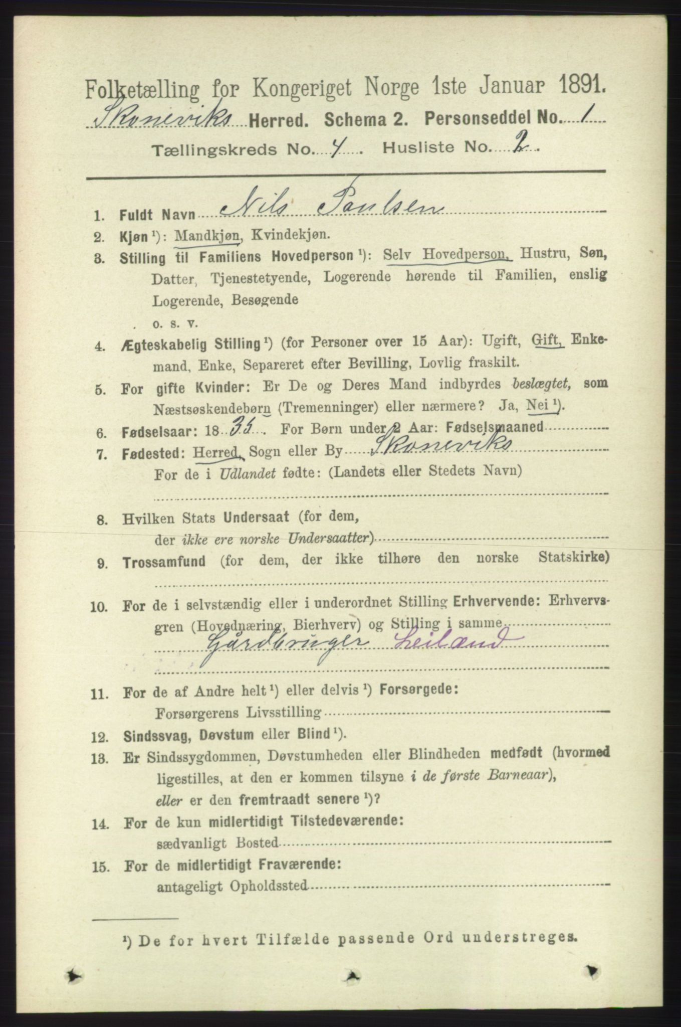 RA, 1891 census for 1212 Skånevik, 1891, p. 847