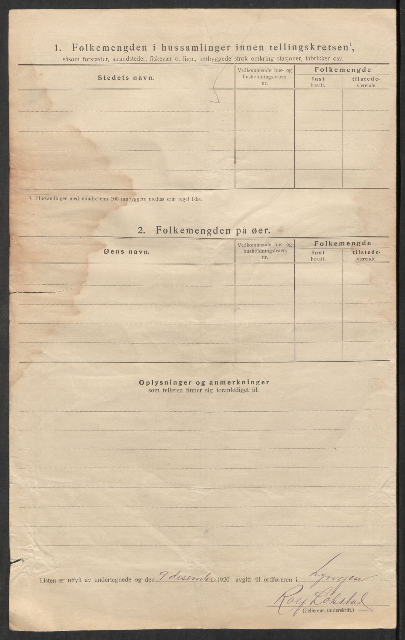 SATØ, 1920 census for Lyngen, 1920, p. 39