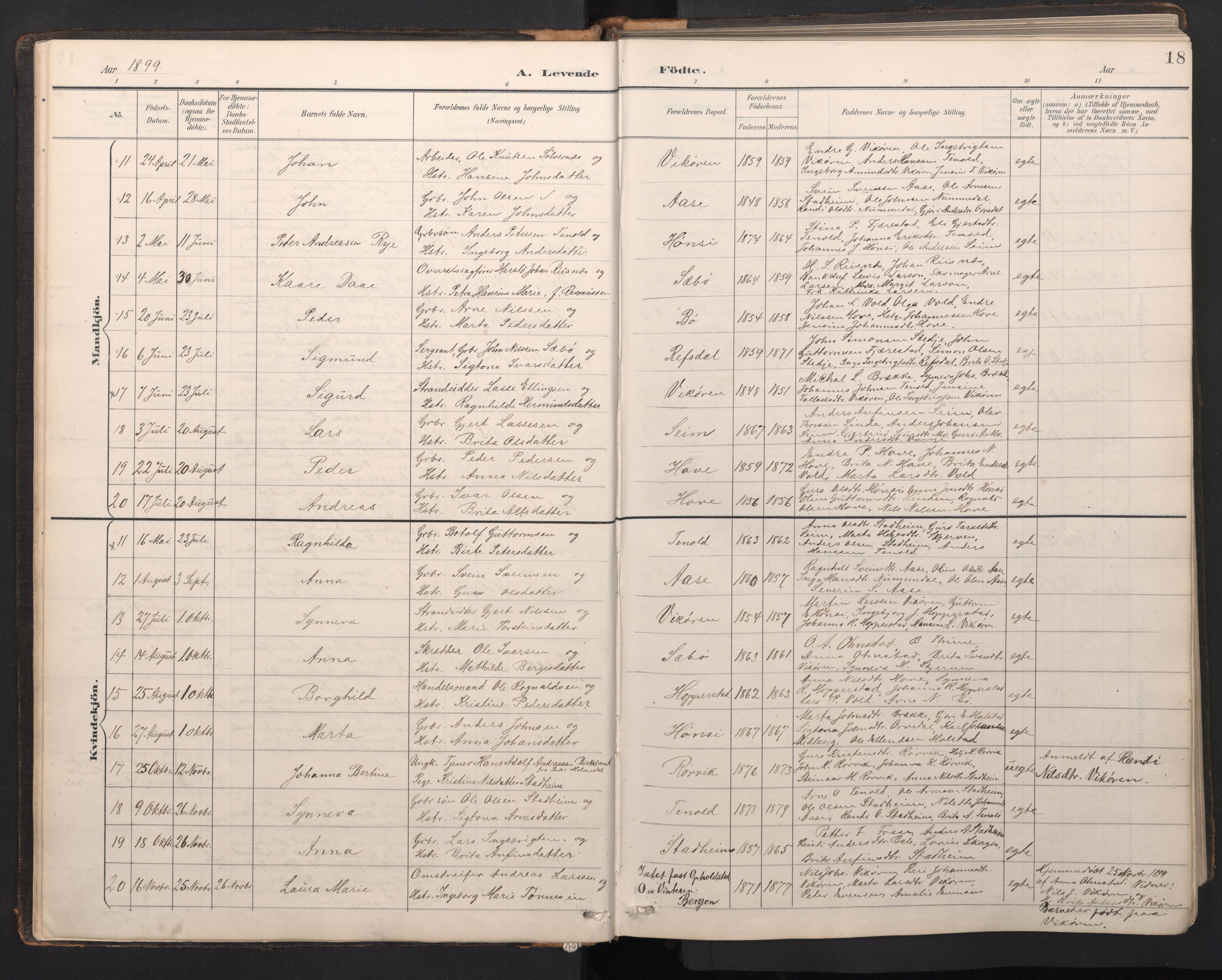 Vik sokneprestembete, AV/SAB-A-81501/H/Hab/Haba/L0004: Parish register (copy) no. A 4, 1895-1914, p. 17b-18a