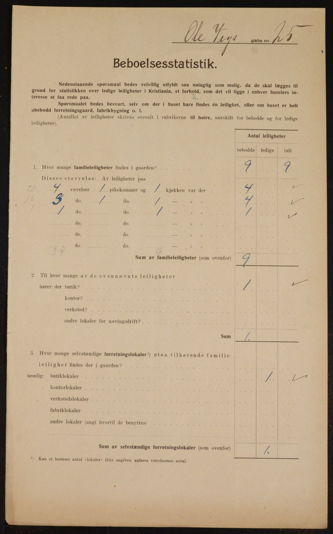 OBA, Municipal Census 1910 for Kristiania, 1910, p. 72933