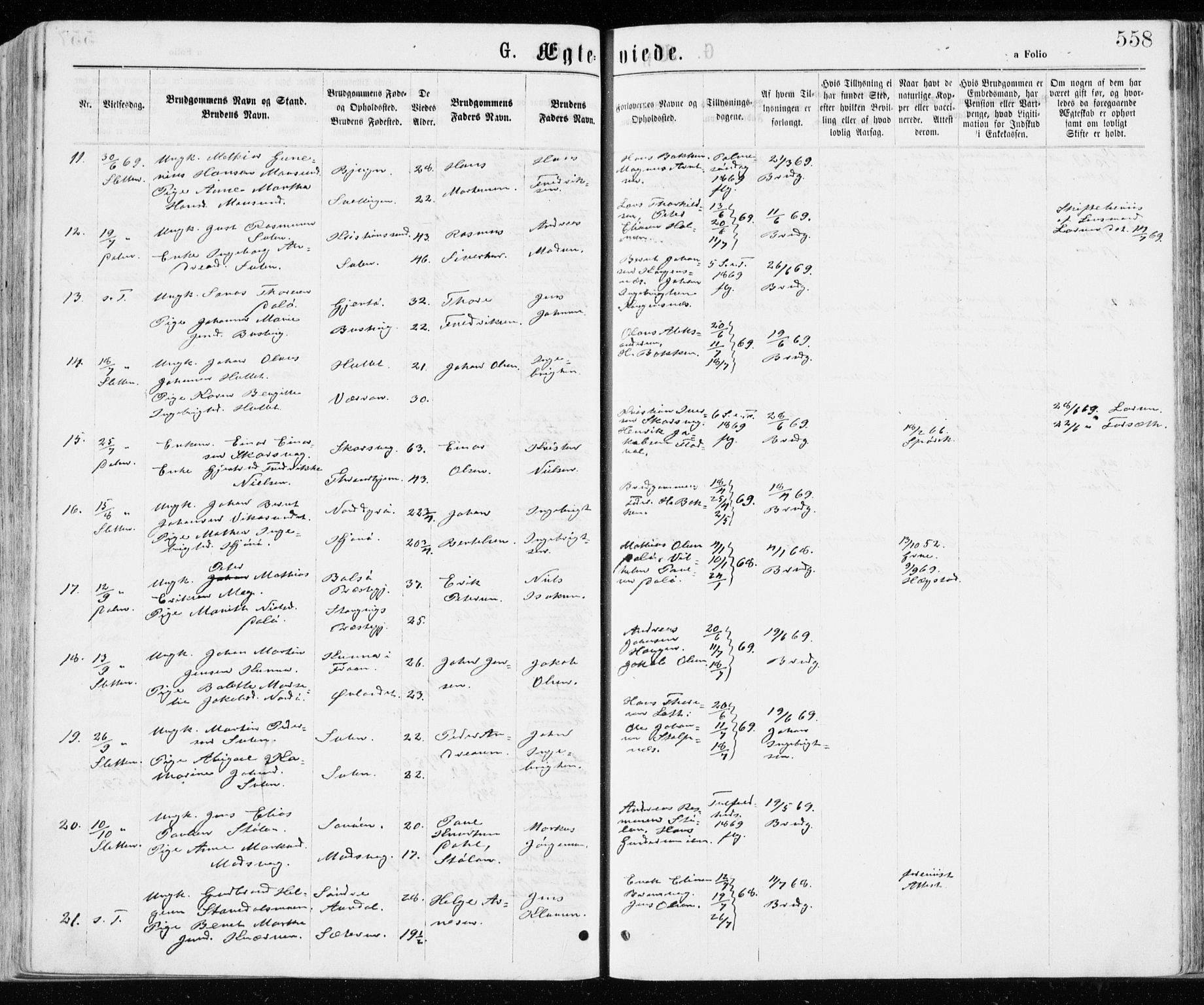 Ministerialprotokoller, klokkerbøker og fødselsregistre - Sør-Trøndelag, SAT/A-1456/640/L0576: Parish register (official) no. 640A01, 1846-1876, p. 558
