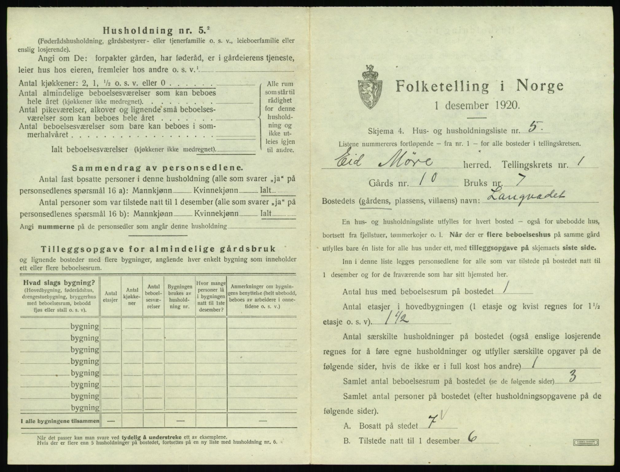 SAT, 1920 census for Eid, 1920, p. 31