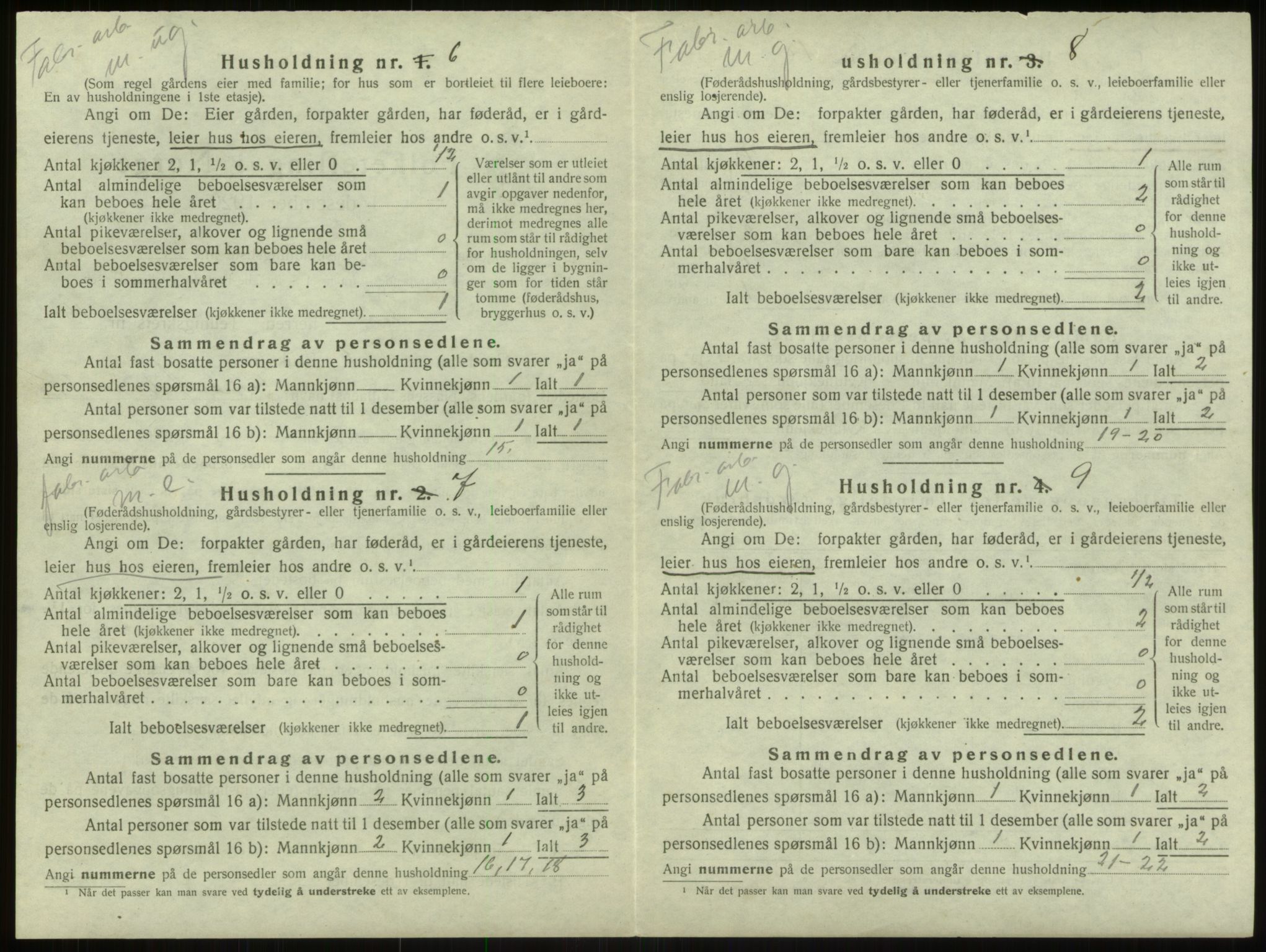 SAB, 1920 census for Haus, 1920, p. 1648